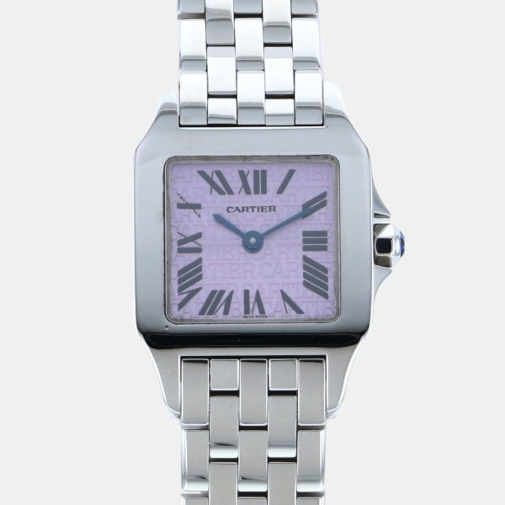 Cartier purple stainless steel santos demoiselle w2510002 quartz women's wristwatch 21 mm