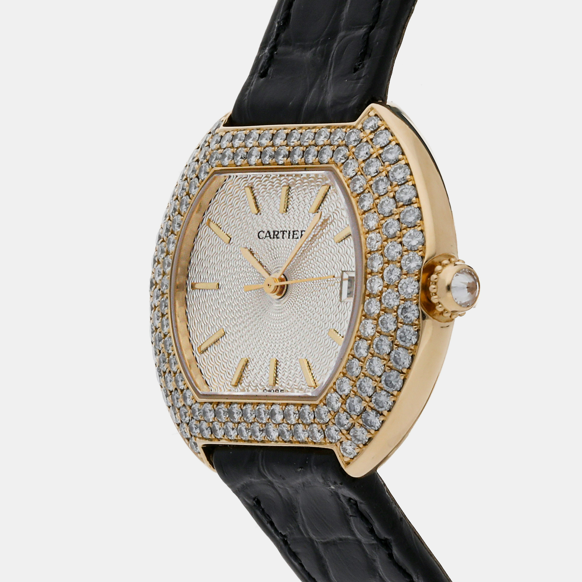 Cartier Silver 18k Yellow Gold Ellipse WB601251 Quartz Women's Wristwatch 32 Mm