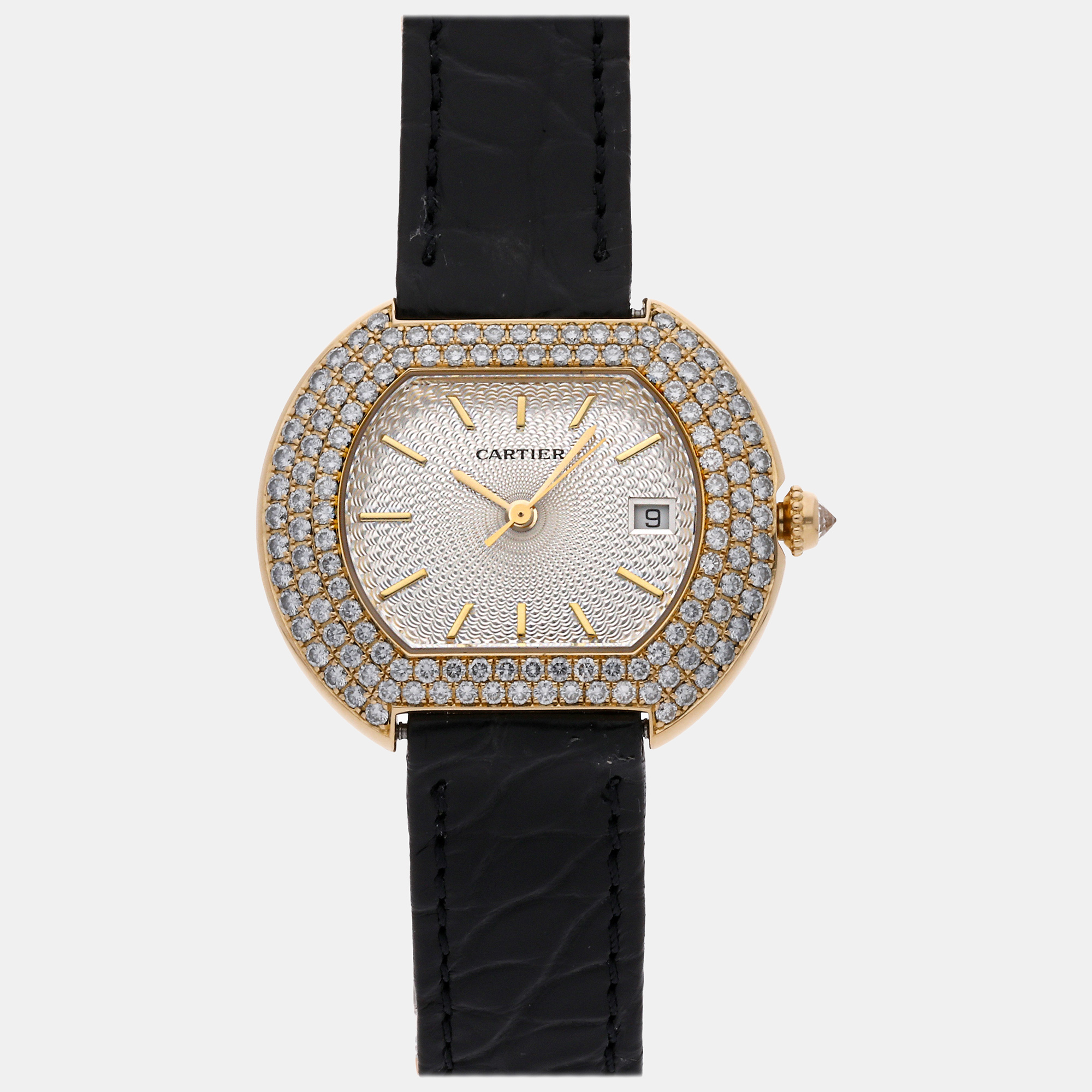 Cartier silver 18k yellow gold ellipse wb601251 quartz women's wristwatch 32 mm