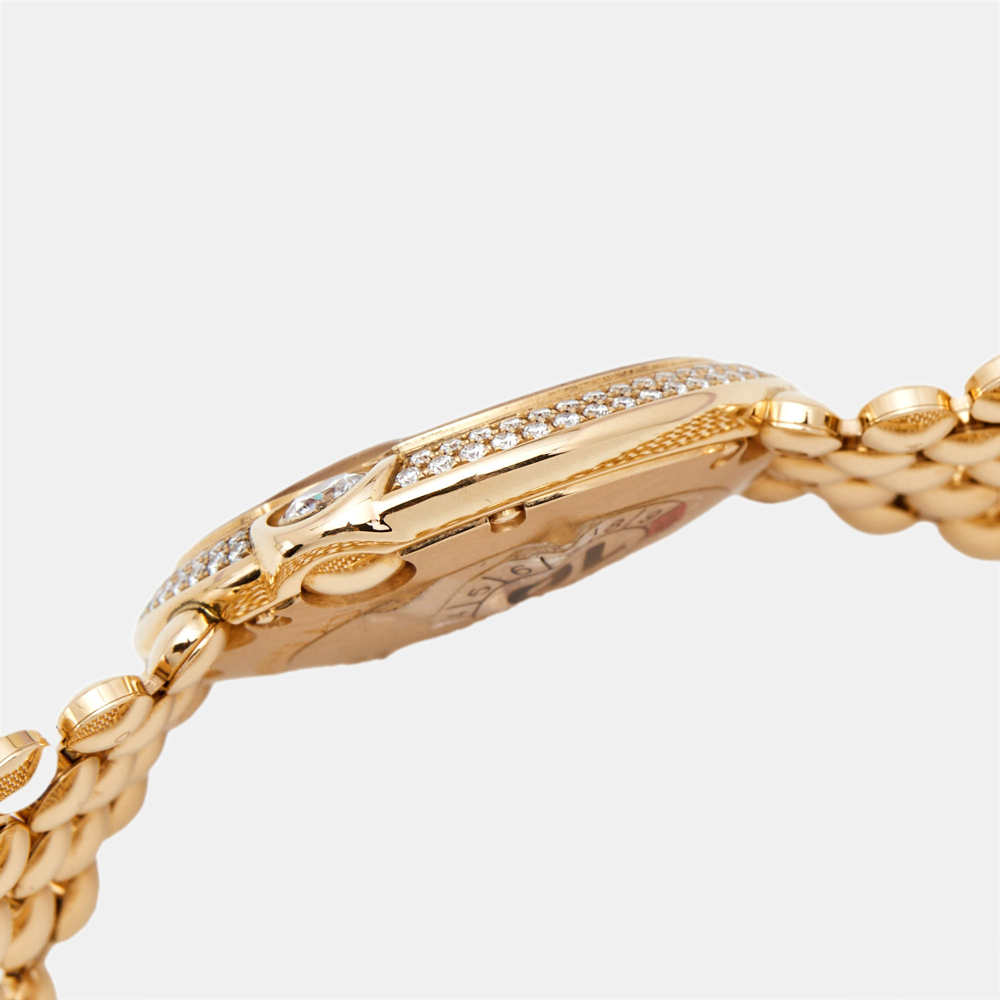 Cartier Mother Of Pearl 18K Rose Gold Diamonds Ballon Blanc De Cartier 3722 Women's Wristwatch 30 Mm