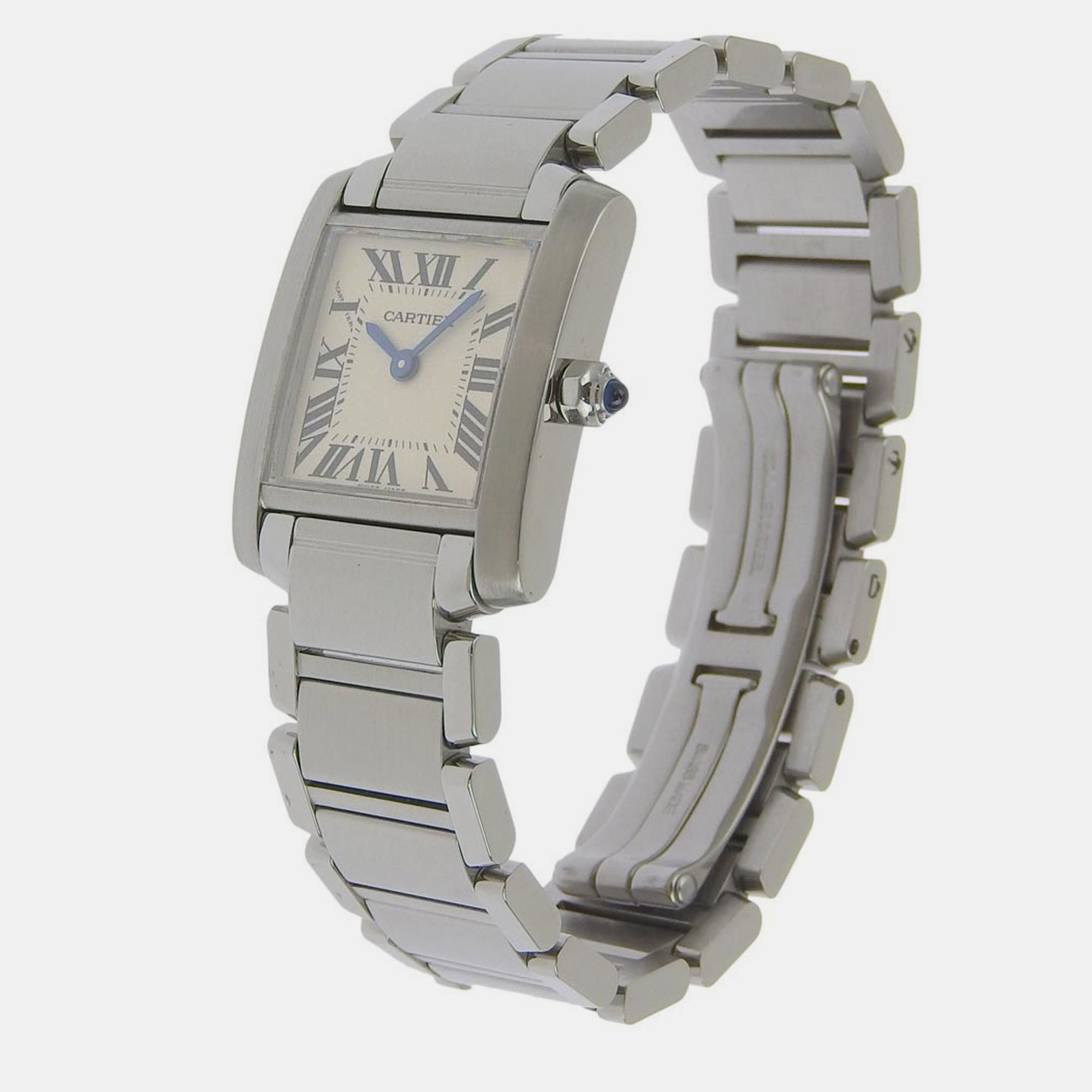 Cartier Silver Stainless Steel Tank Francaise W51008Q3 Quartz Women's Wristwatch 20 Mm