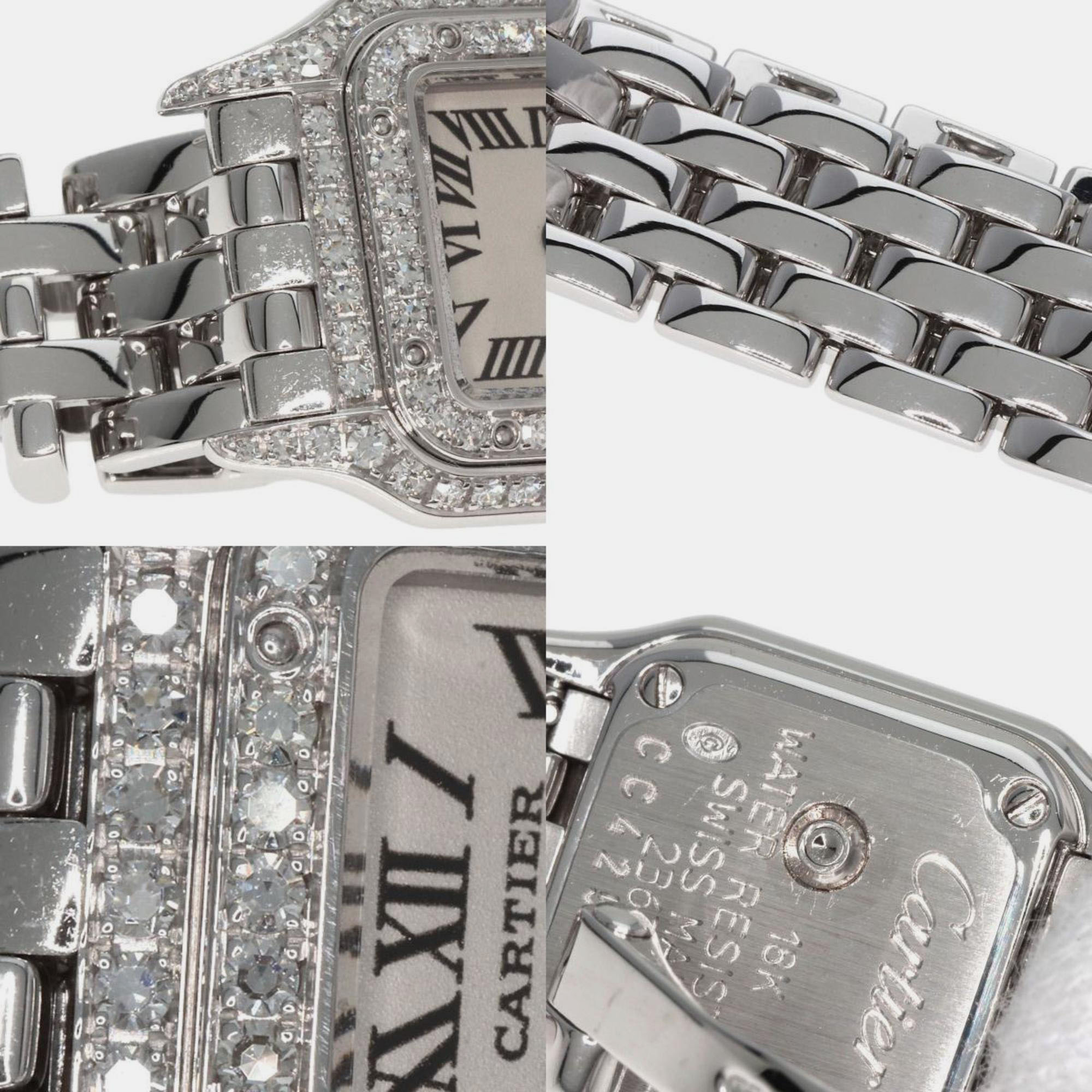 Cartier White Diamond 18k White Gold Panthere WF3210F3 Quartz Women's Wristwatch 17 Mm