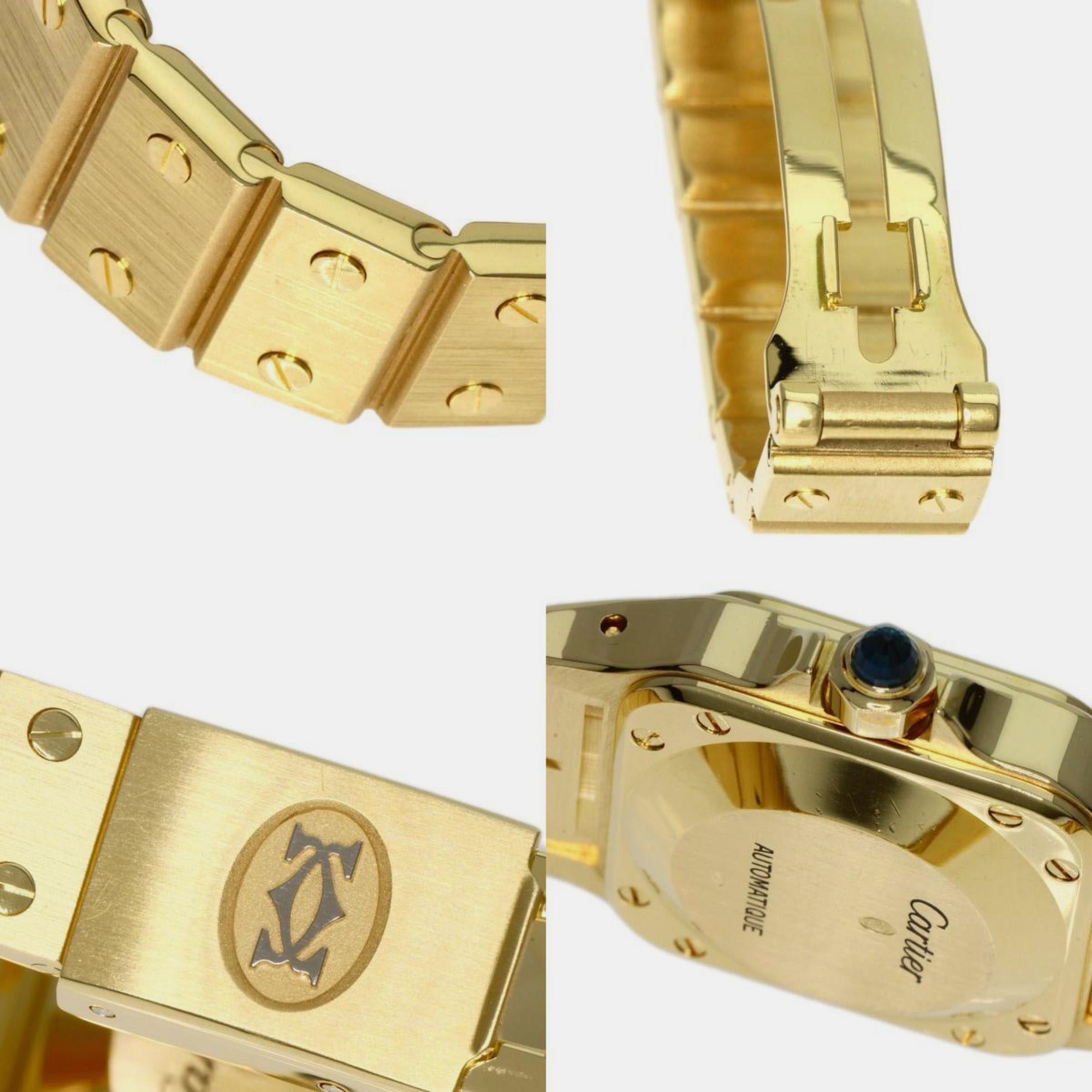 Cartier White 18k Yellow Gold Santos Galbee Automatic Women's Wristwatch 24 Mm