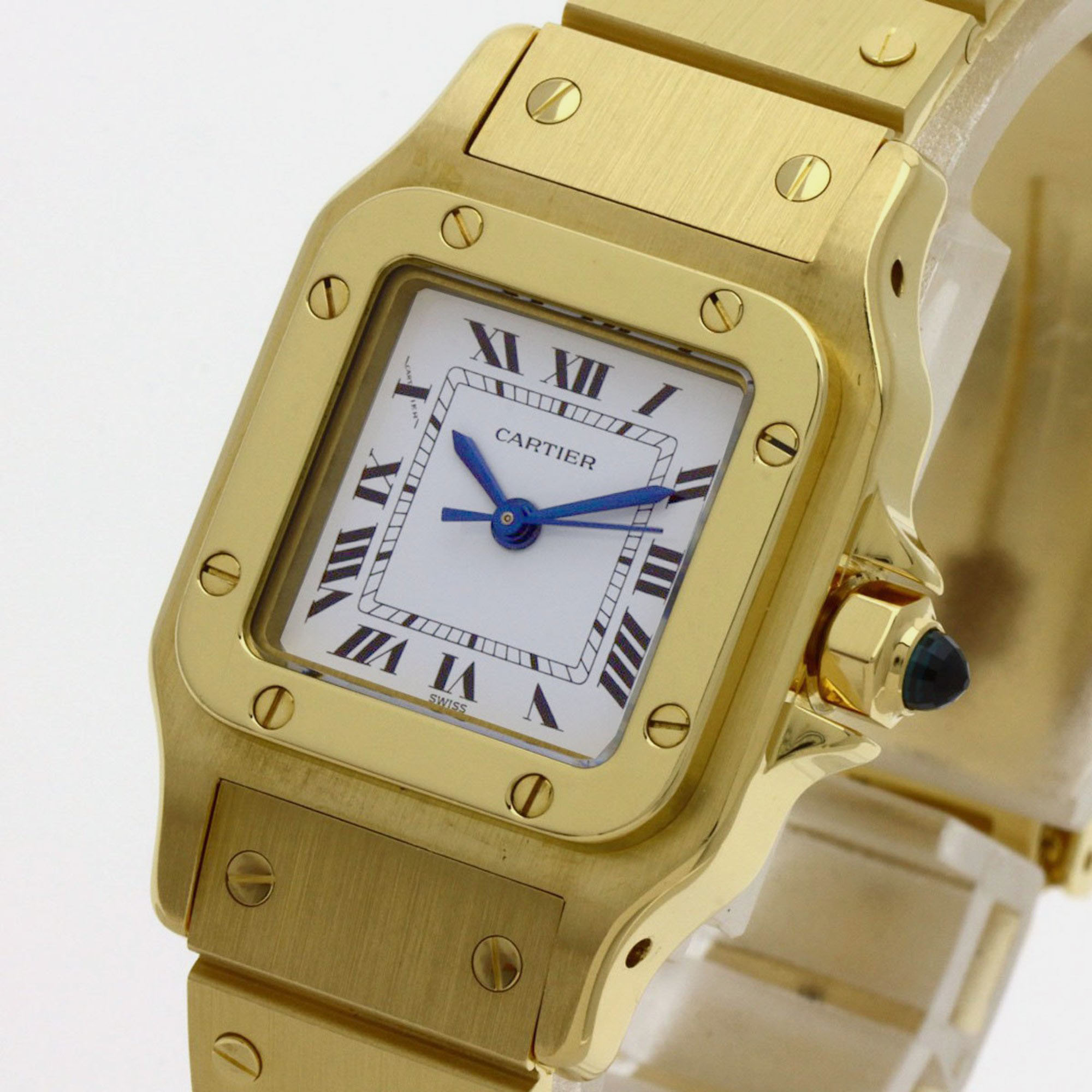 Cartier White 18k Yellow Gold Santos Galbee Automatic Women's Wristwatch 24 Mm