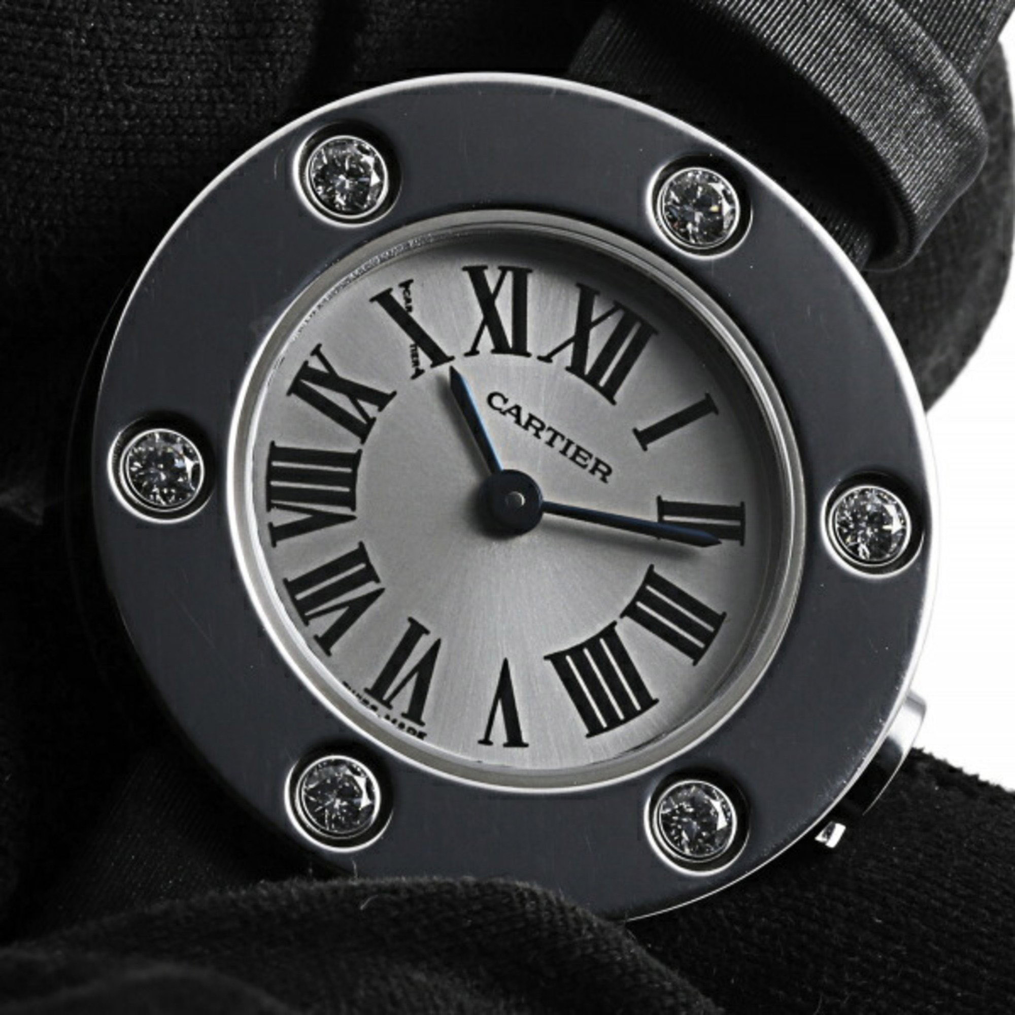 Cartier Silver Diamond 18k White Gold Love WE800231 Quartz Women's Wristwatch 23 Mm