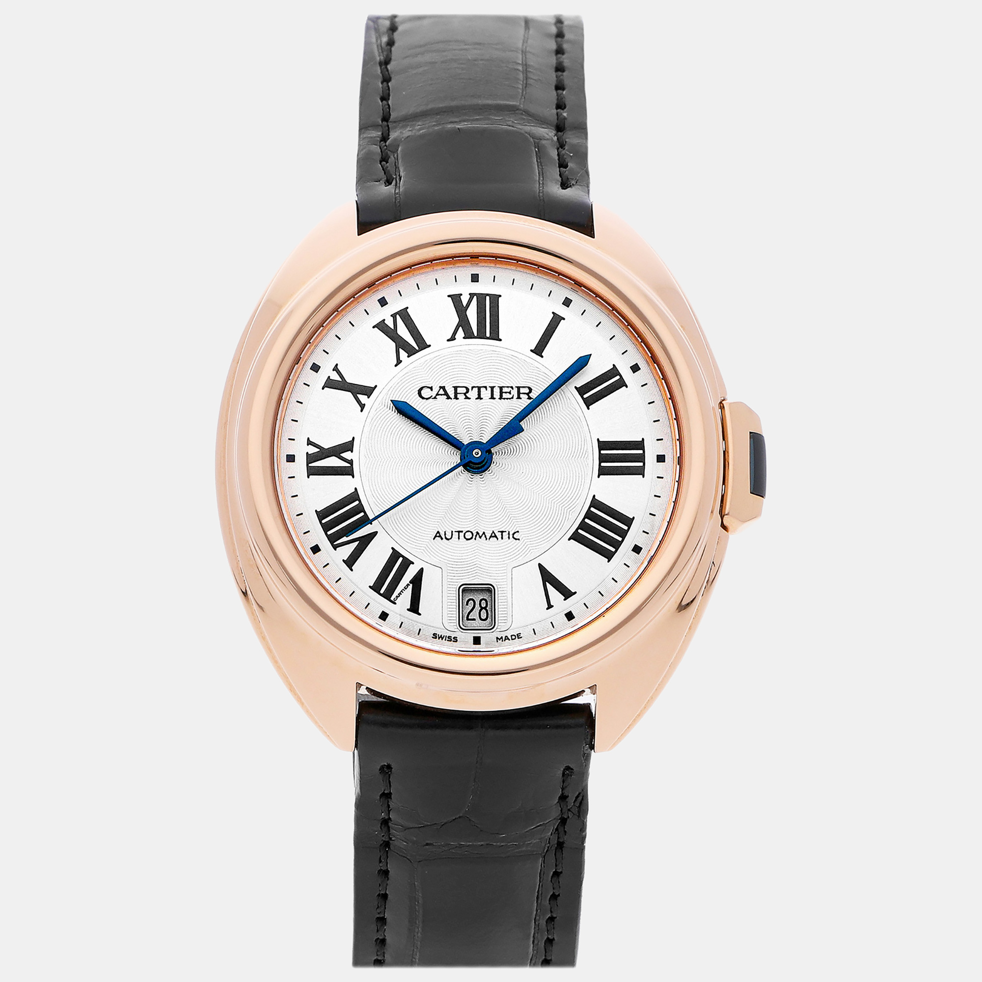 Cartier silver 18k rose gold cle de cartier wgcl0013 automatic women's wristwatch 35 mm