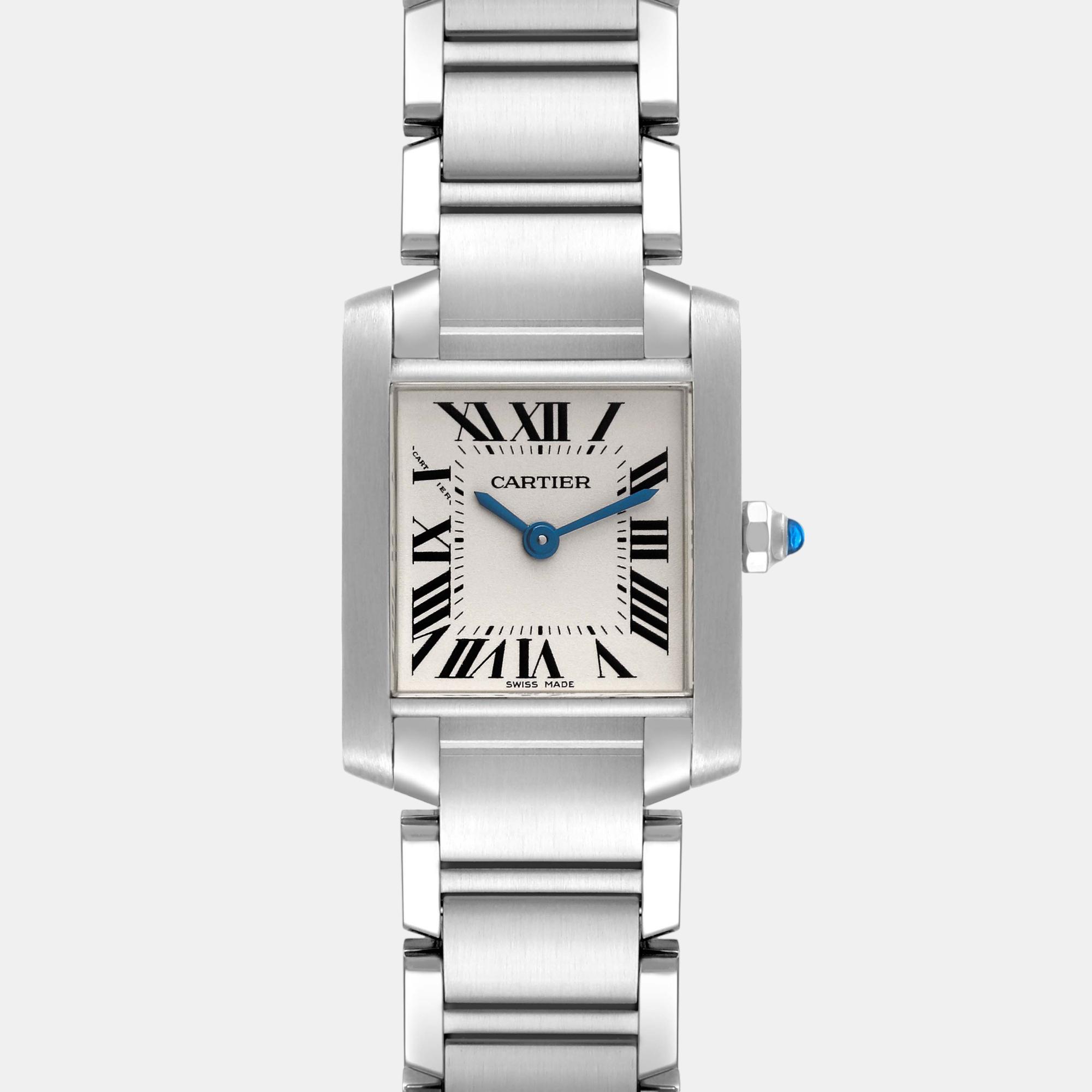 Cartier Tank Francaise Small Silver Dial Steel Ladies Watch W51008Q3 20 X 25 Mm
