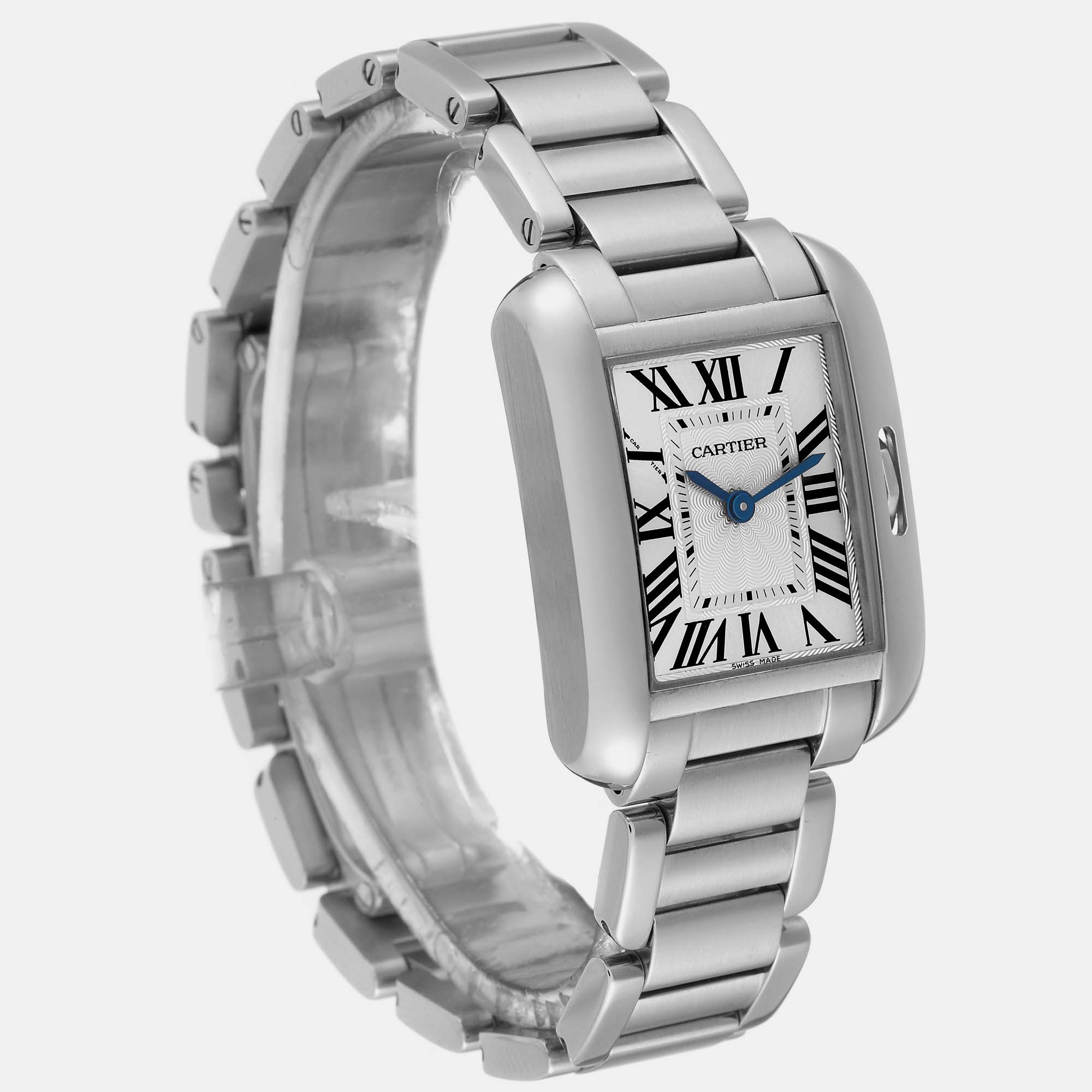 Cartier Tank Anglaise Small Silver Dial Steel Ladies Watch W5310022 30.2 X 22.7 Mm