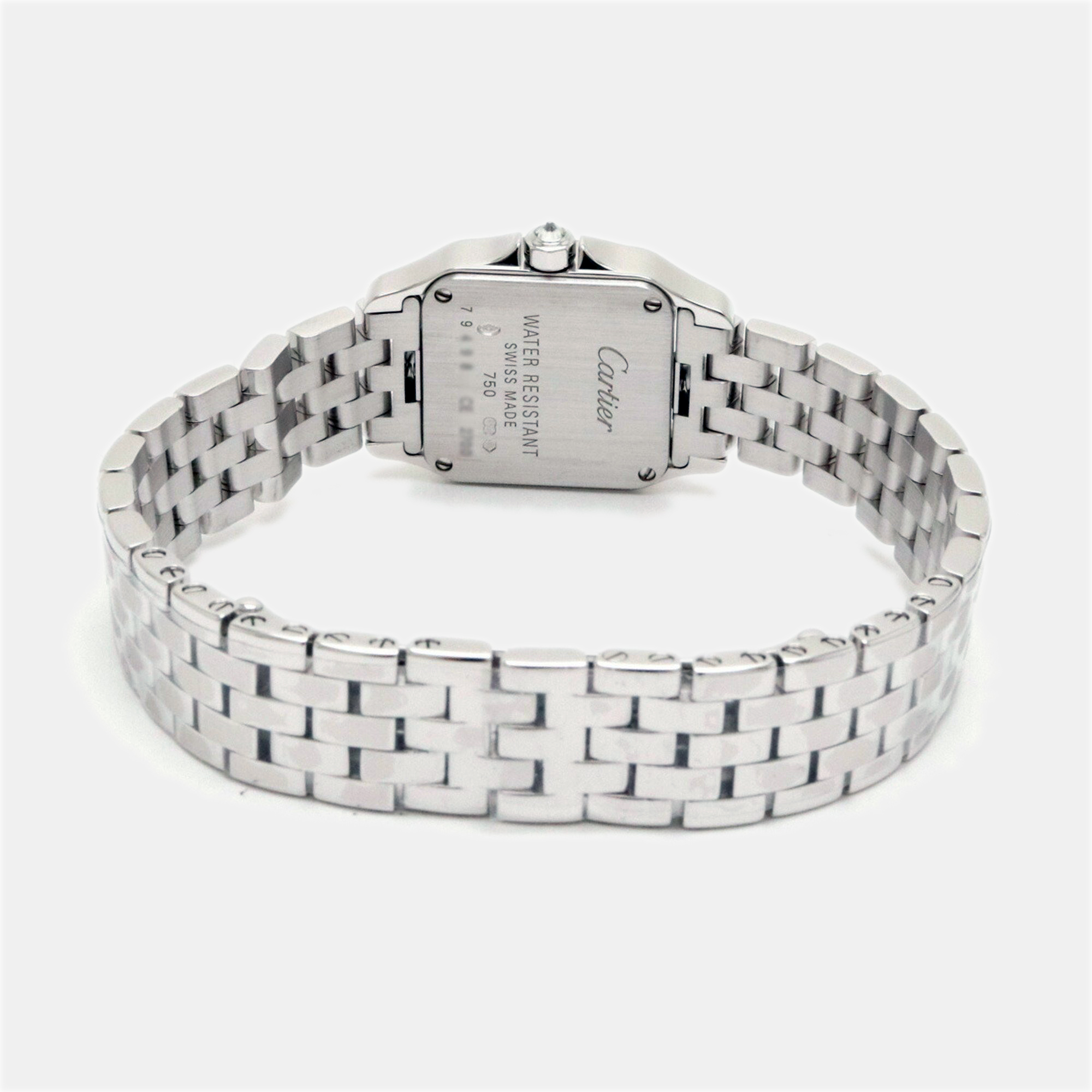Cartier Silver Diamond 18k White Gold Santos Demoiselle WF9003Y8 Quartz Women's Wristwatch 20 Mm