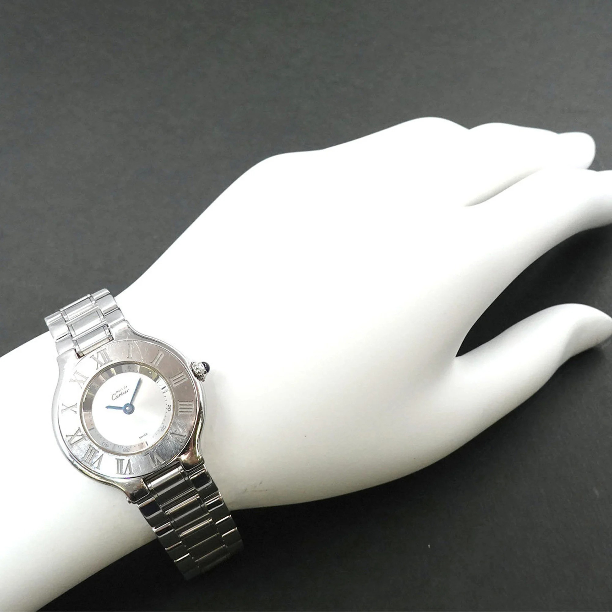 Cartier Silver Stainless Steel Must 21 De Cartier W10109T2 Women's Wristwatch 28 Mm