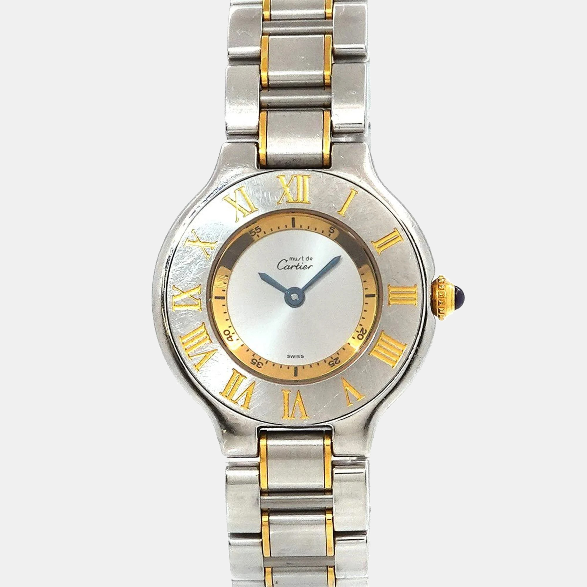 Cartier Silver Stainless Steel Must 21 De Cartier W10073R6 Women's Wristwatch 28 Mm