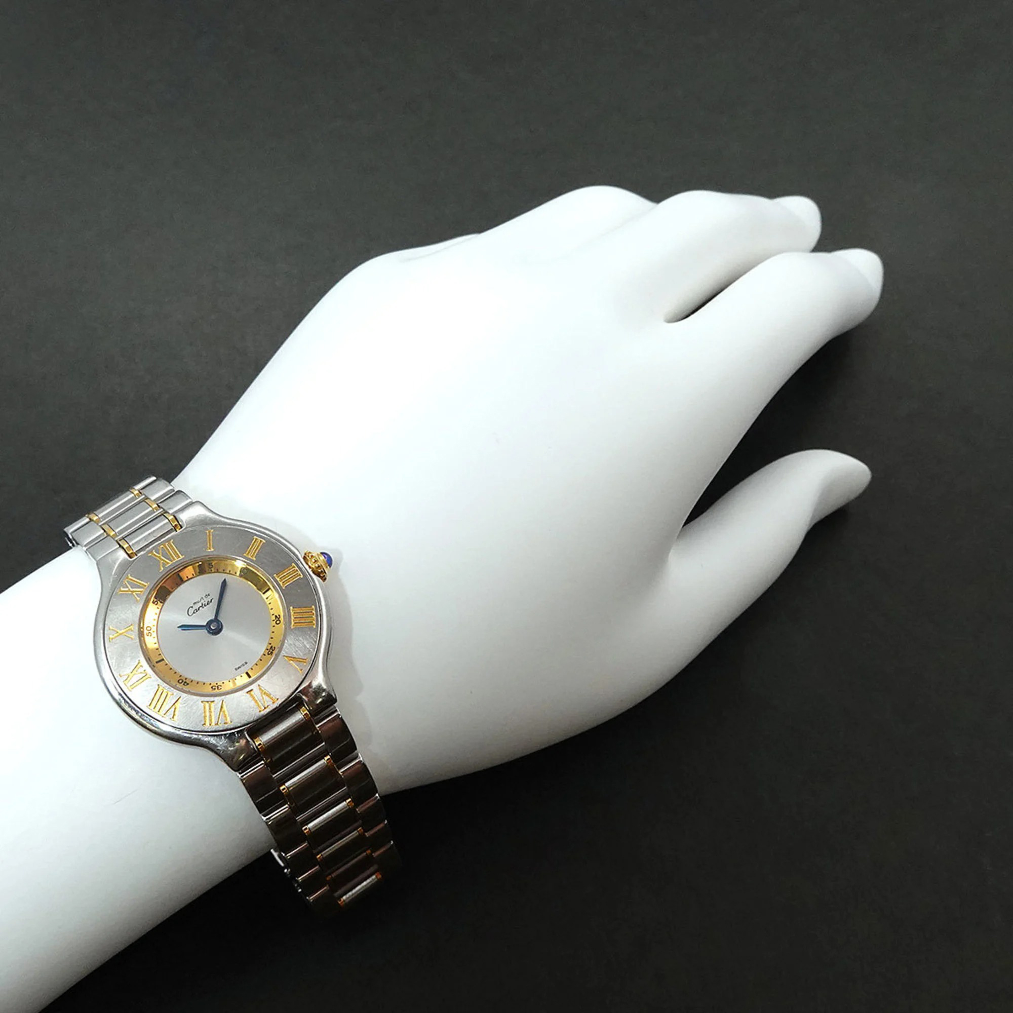 Cartier Silver Stainless Steel Must 21 De Cartier W10073R6 Women's Wristwatch 28 Mm