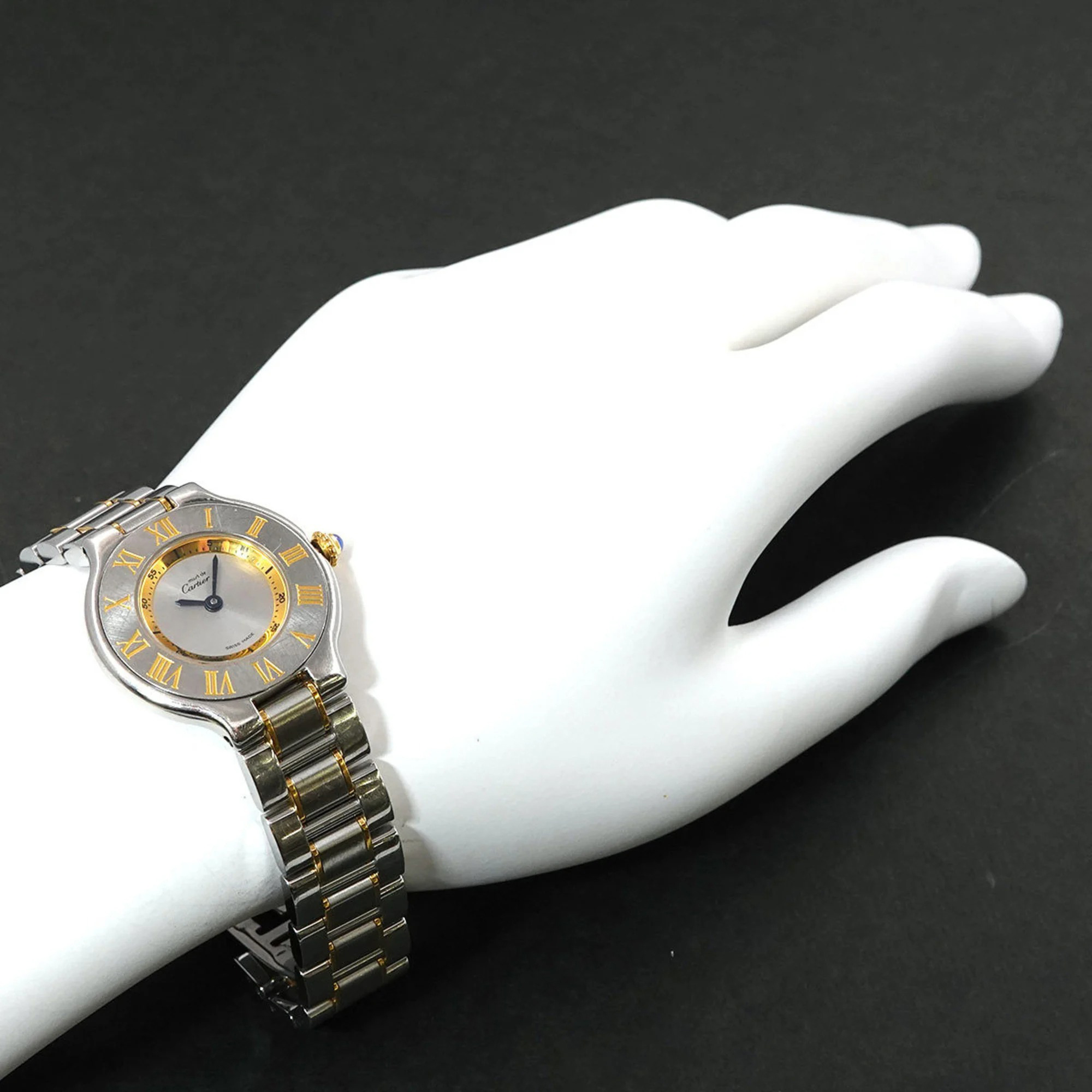 Cartier Silver  Stainless Steel Must 21 De Cartier W10073R6 Quartz Women's Wristwatch 28 Mm
