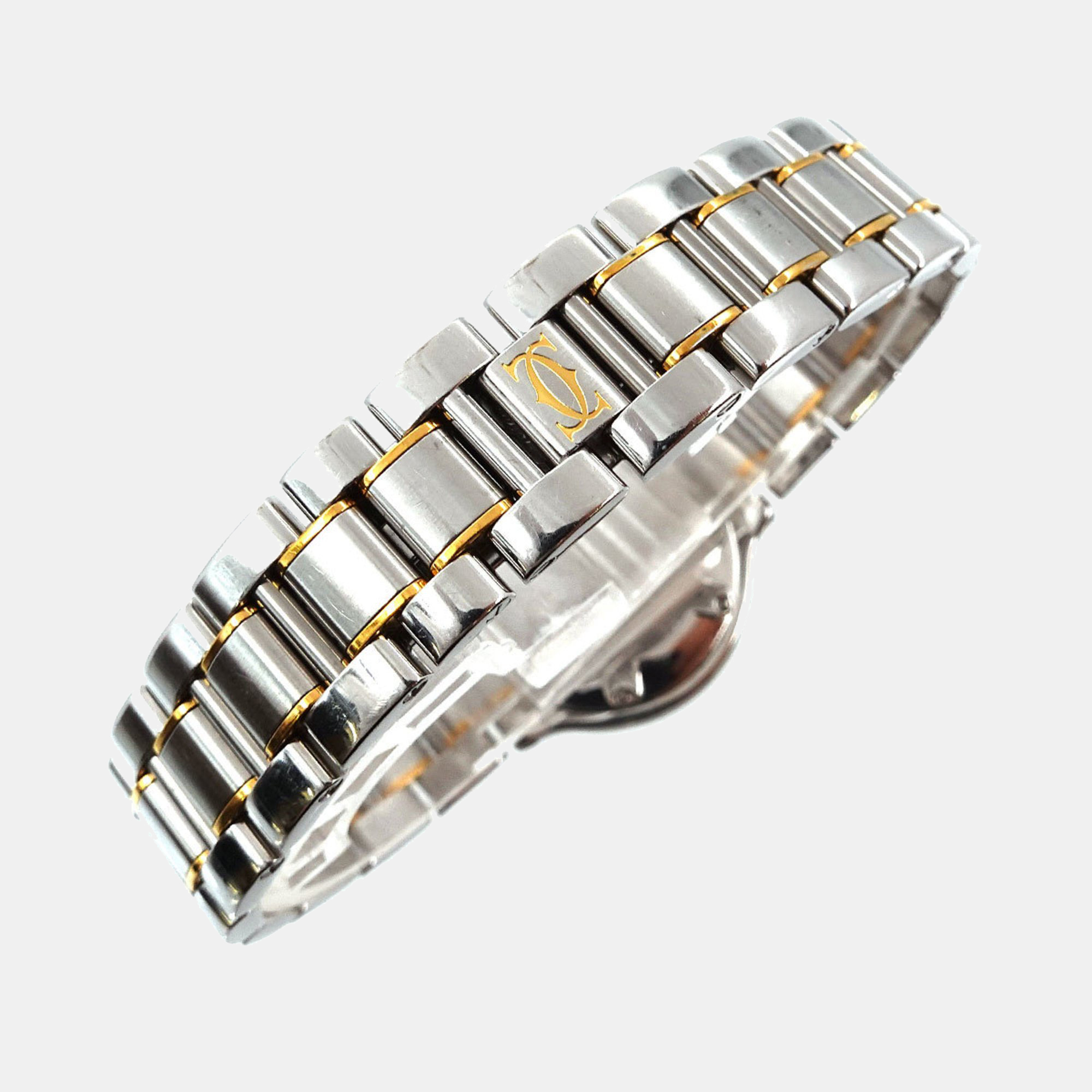 Cartier Silver Stainless Steel Must 21 De Cartier W10073R6 Quartz Women's Wristwatch 28 Mm