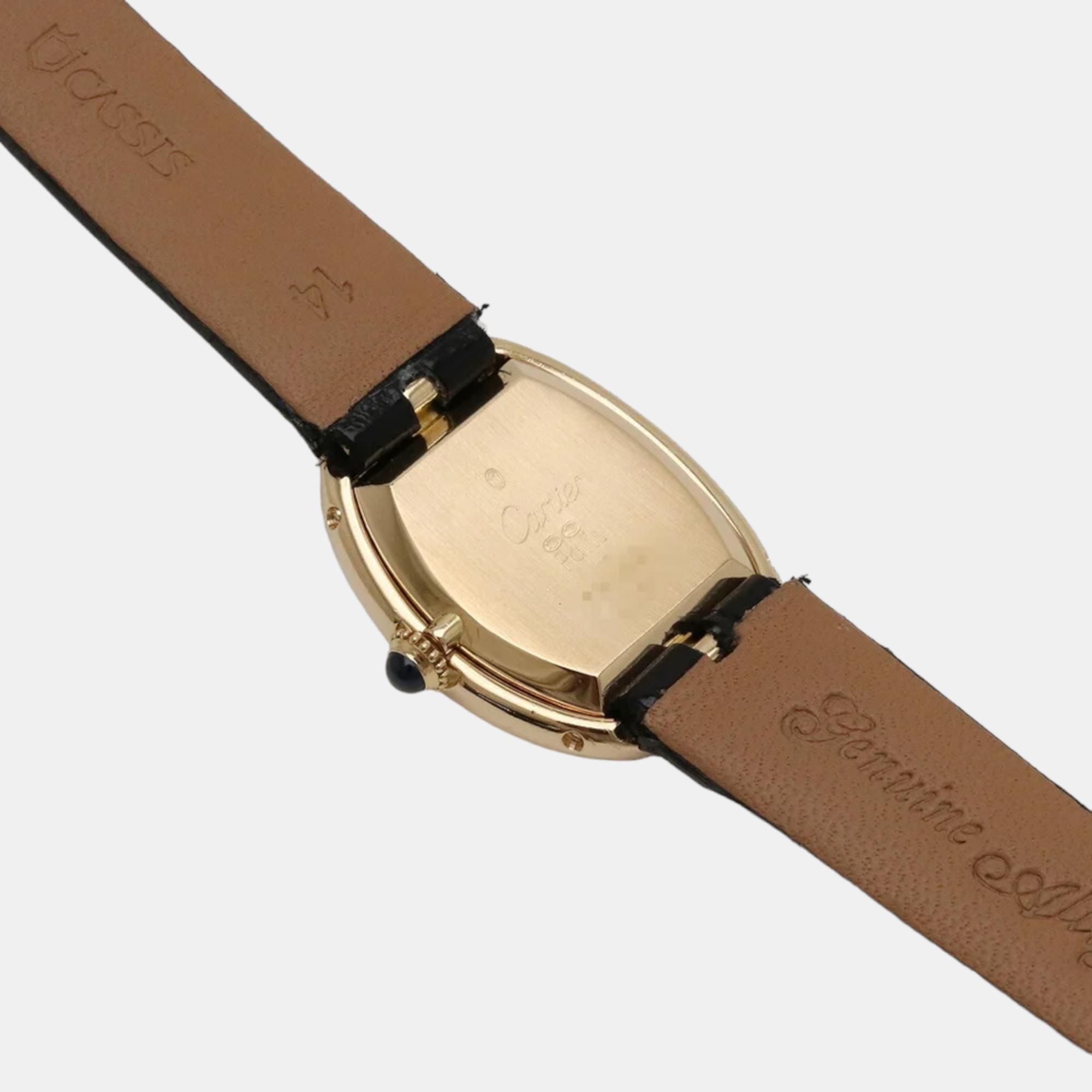 Cartier White 18K Yellow Gold Baignoire Quartz Women's Wristwatch 22.5 Mm