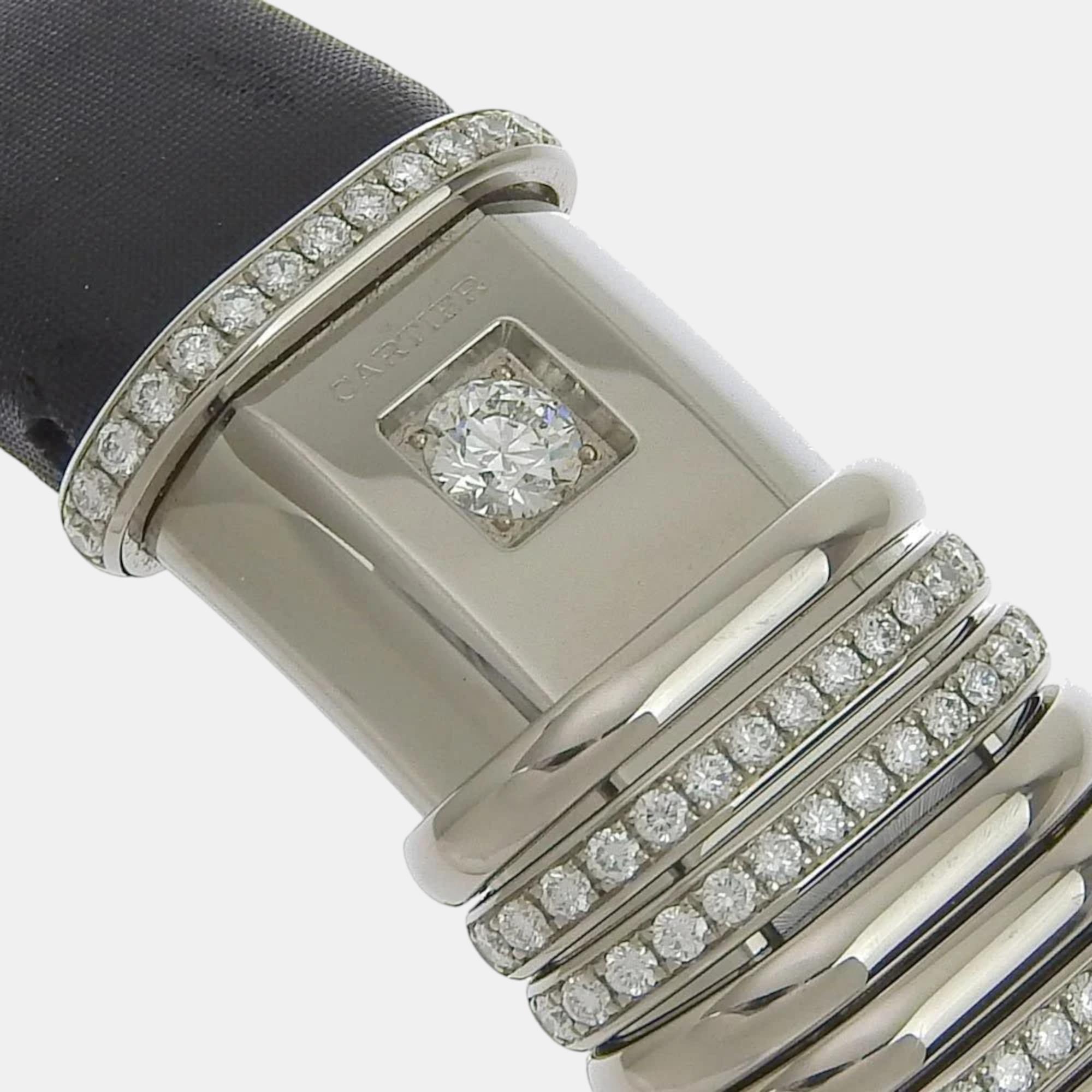 Cartier Silver Titanium Declaration WT000450 Quartz Women's Wristwatch 19 Mm