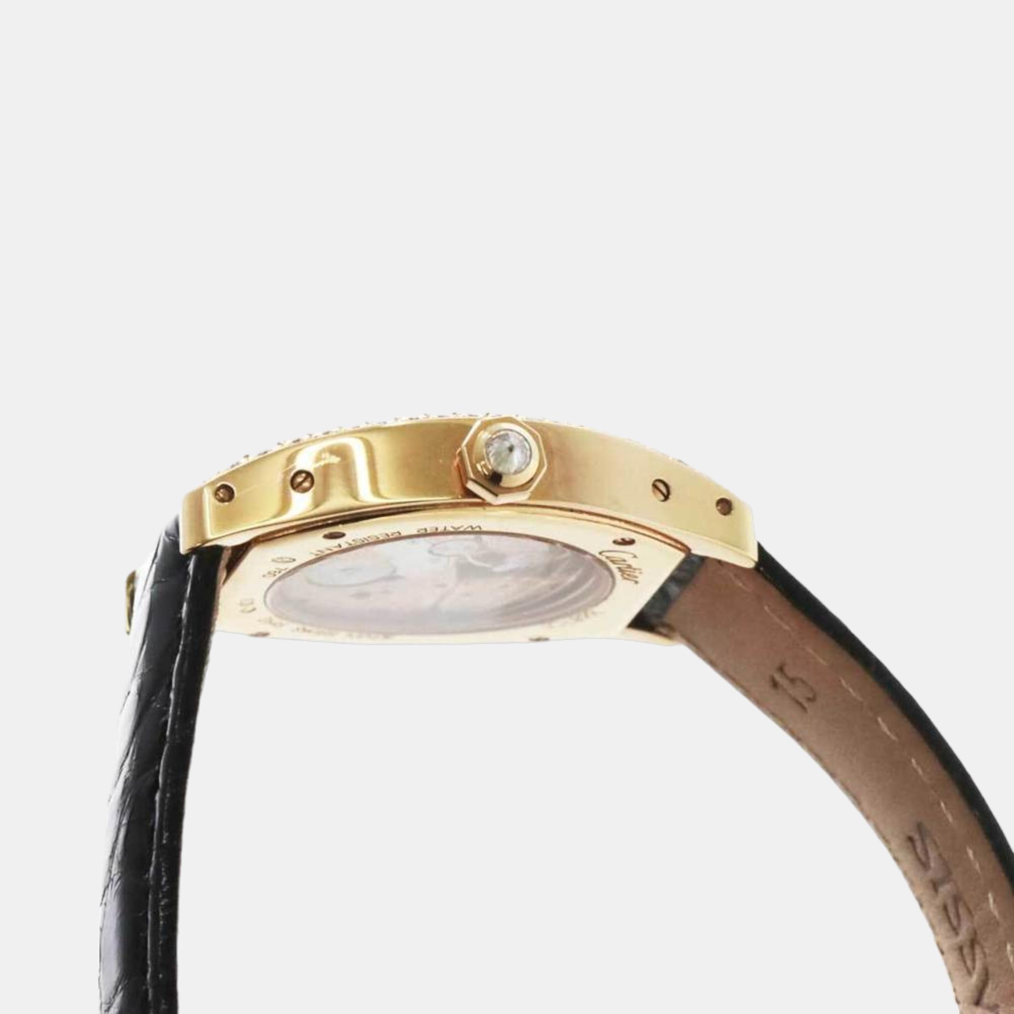 Cartier Silver Diamond 18k Rose Gold Tortue WA505031 Manual Winding Women's Wristwatch 28 Mm