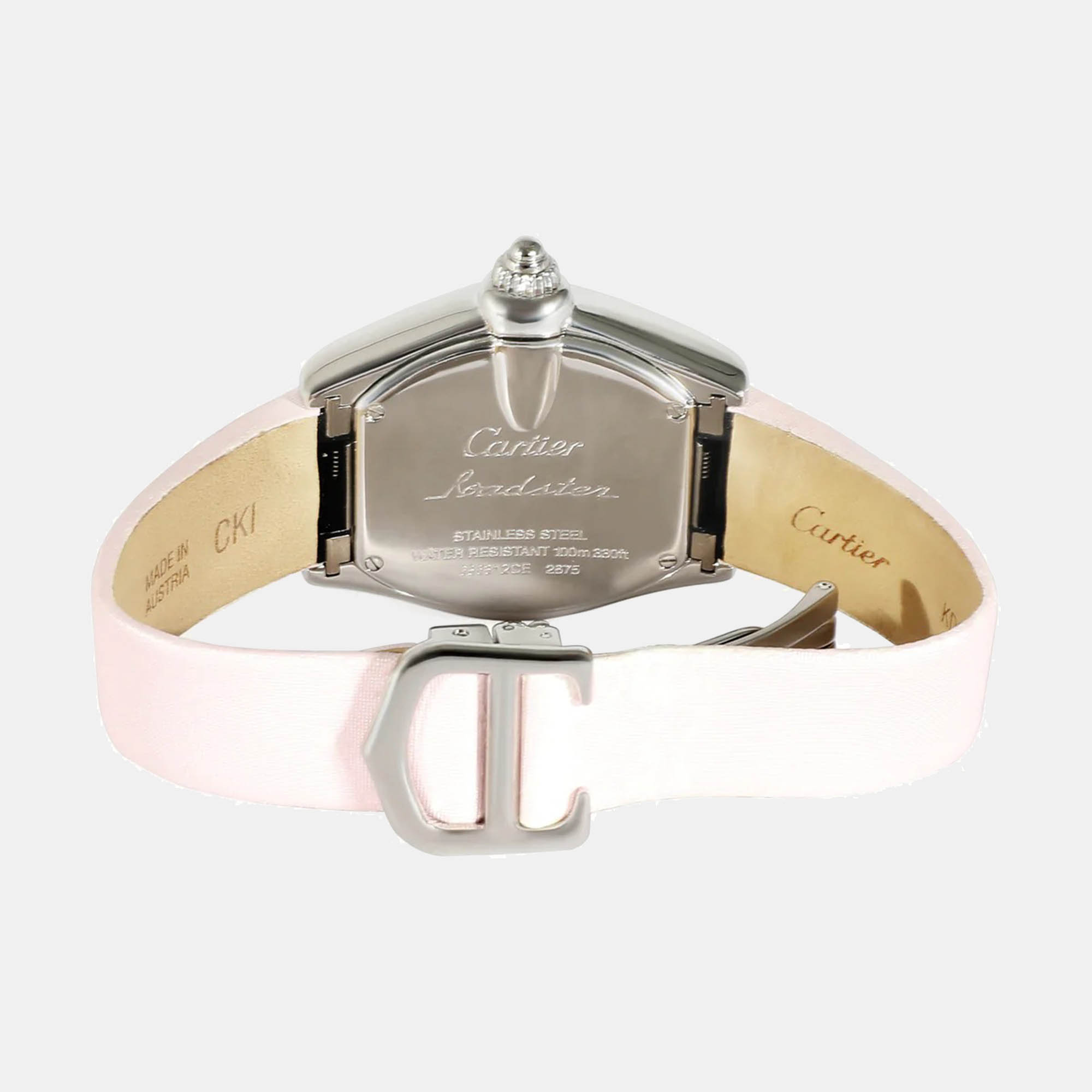 Cartier Pink Stainless Steel Roadster 2675 Quartz Women's Wristwatch 31 Mm