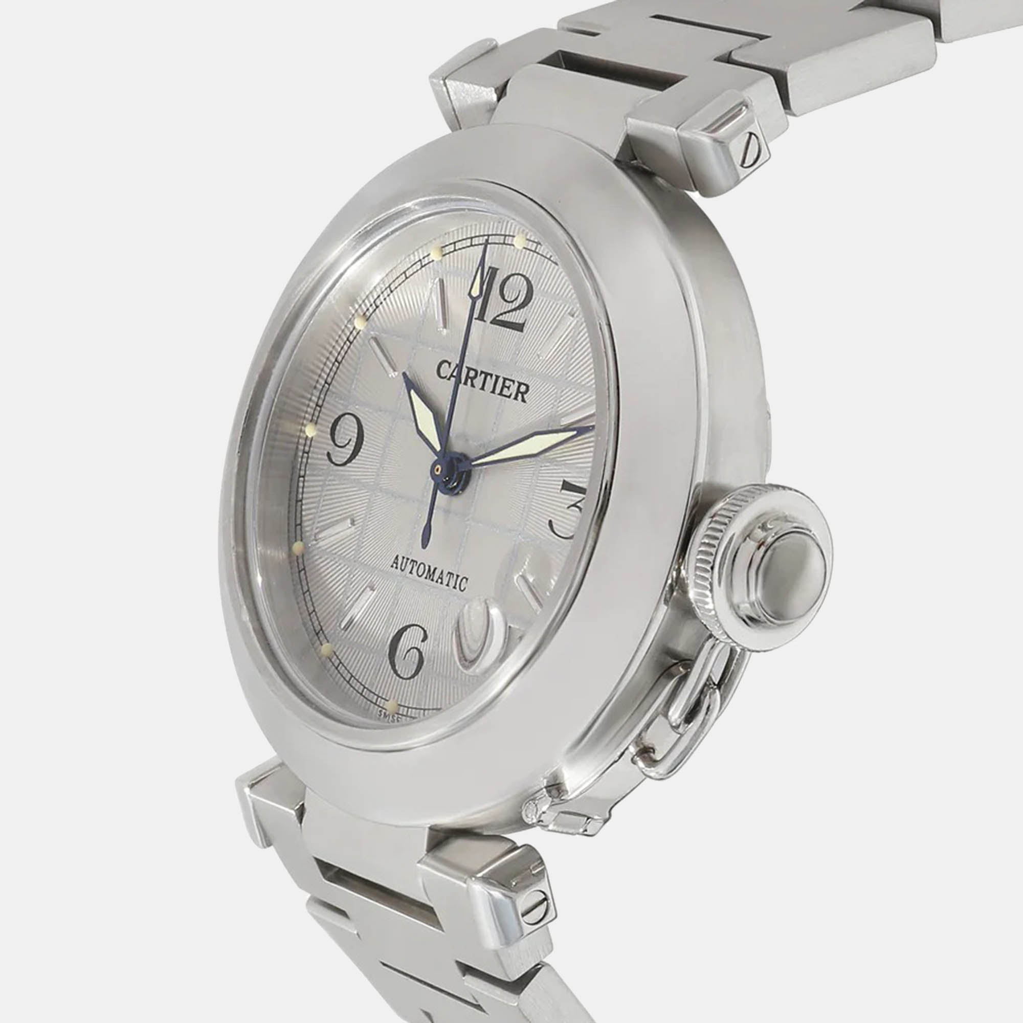 Cartier Grey Stainless Steel Pasha C W31023M7 Automatic Women's Wristwatch 35 mm
Cartier Grey Stainless Steel Pasha C W31023M7 Automatic Women's Wristwatch 35 mm