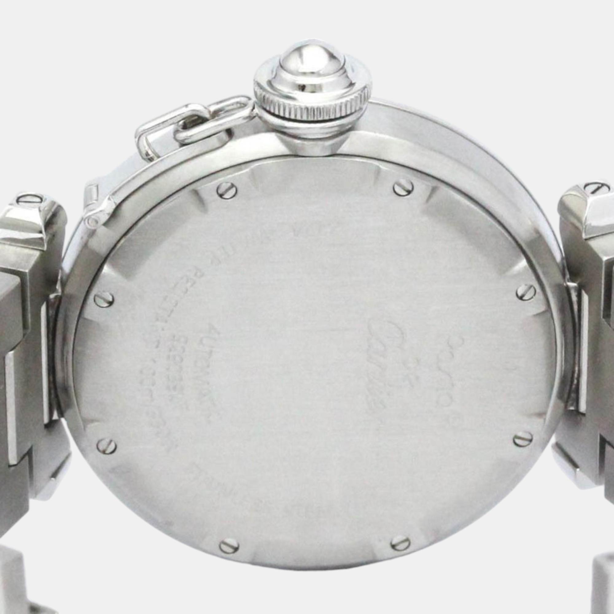 Cartier Pink Stainless Steel Pasha C De Cartier W31075M7 Automatic Women's Wristwatch 35 Mm