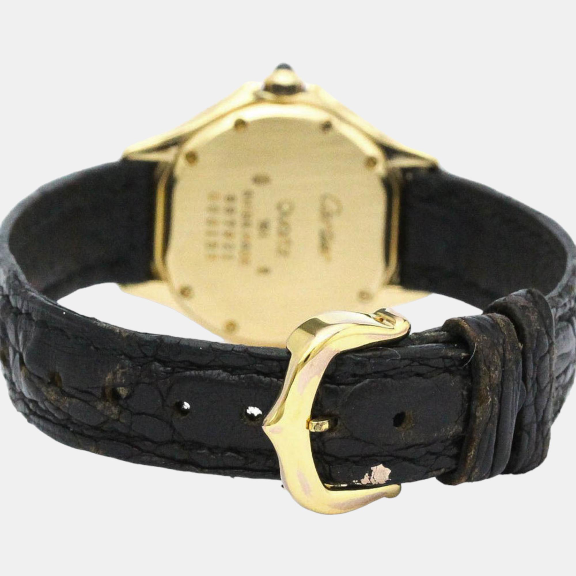 Cartier Silver 18k Yellow Gold Panthere Cougar 887921 Quartz Women's Wristwatch 26 Mm