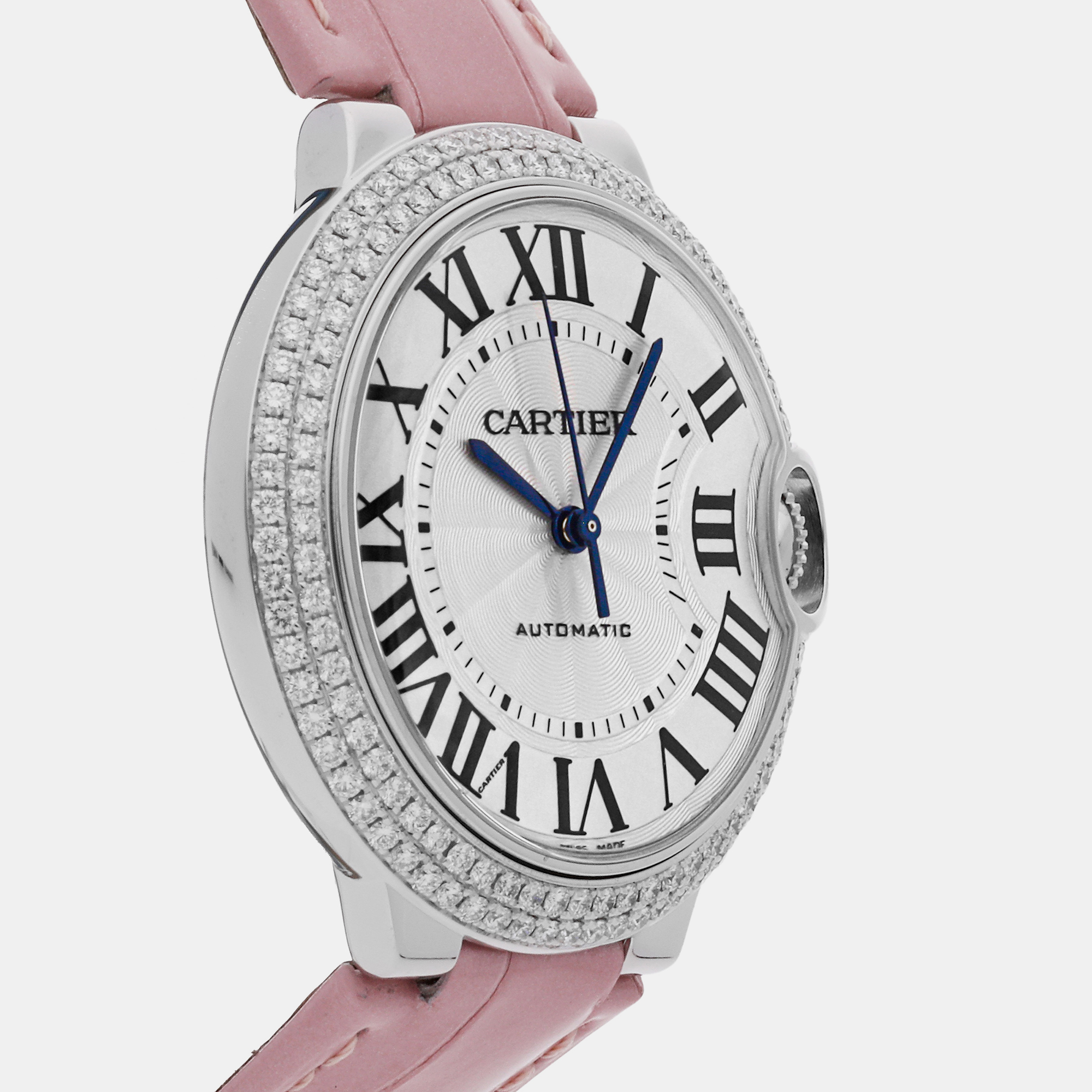 Cartier Silver 18k White Gold Diamond Ballon Bleu WE900651 Automatic Women's Wristwatch 36 Mm