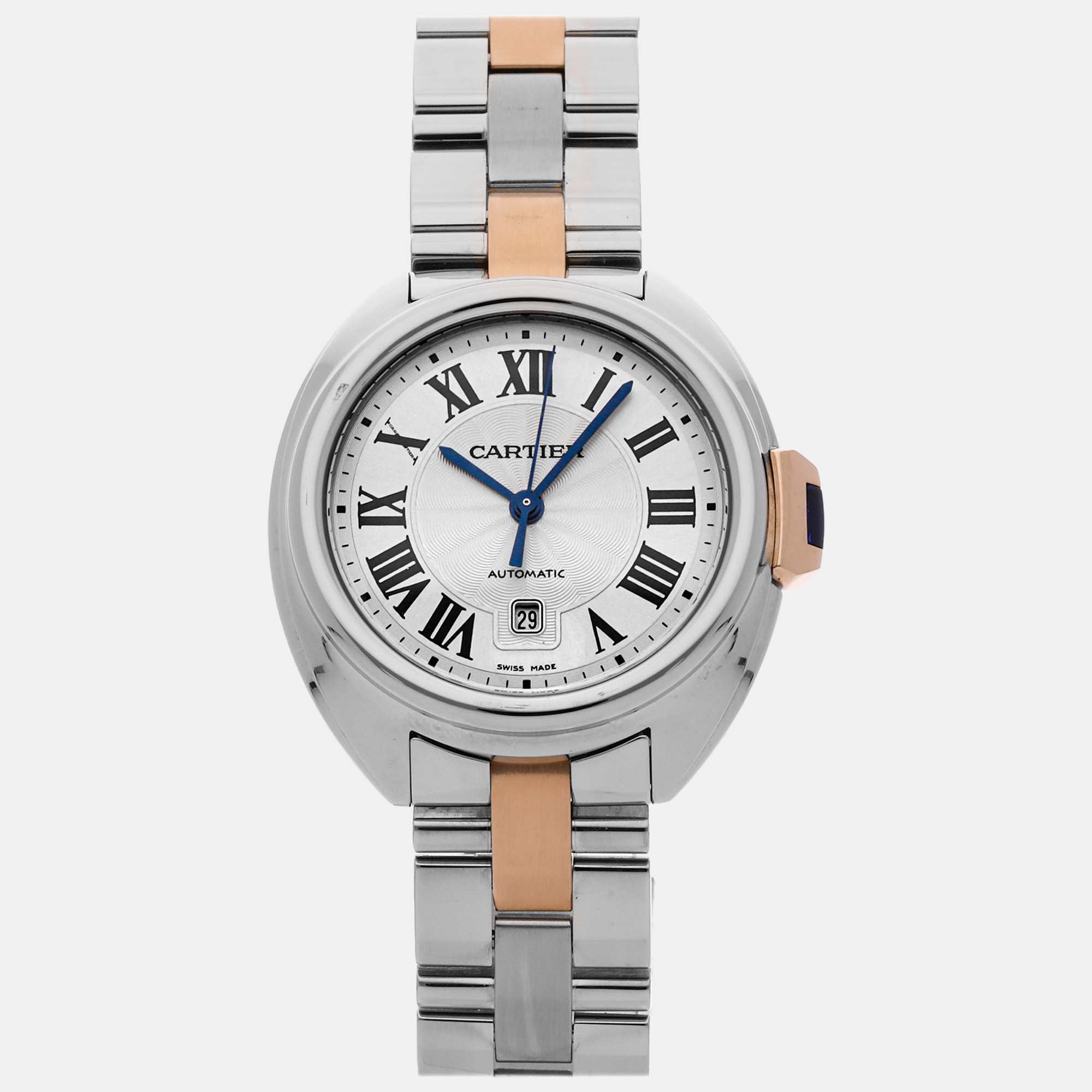 Cartier Silver Stainless Steel Cle De Cartier W2CL0004 Automatic Women's Wristwatch 31 Mm