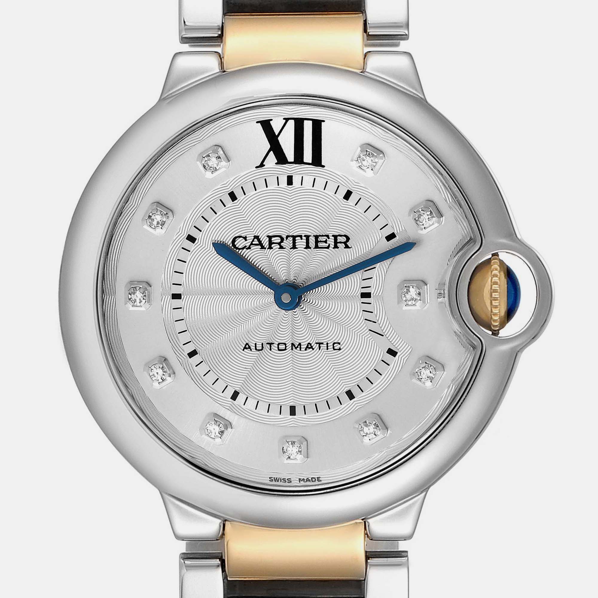 Cartier Ballon Bleu Midsize 36 Steel Rose Gold Diamond Ladies Watch W3BB0018