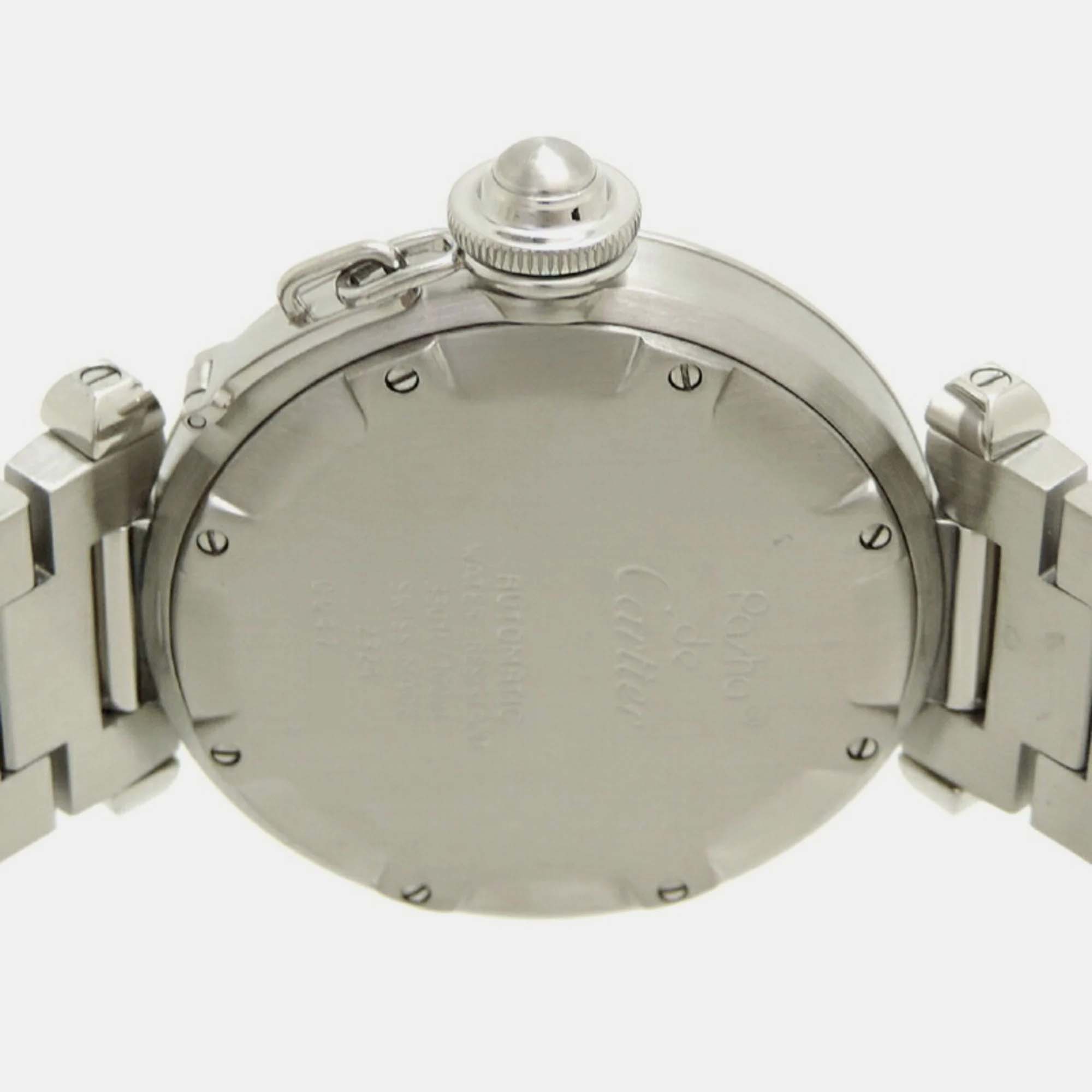 Cartier Silver Stainless Steel Pasha C De Cartier W31023M7 Automatic Women's Wristwatch 35 Mm