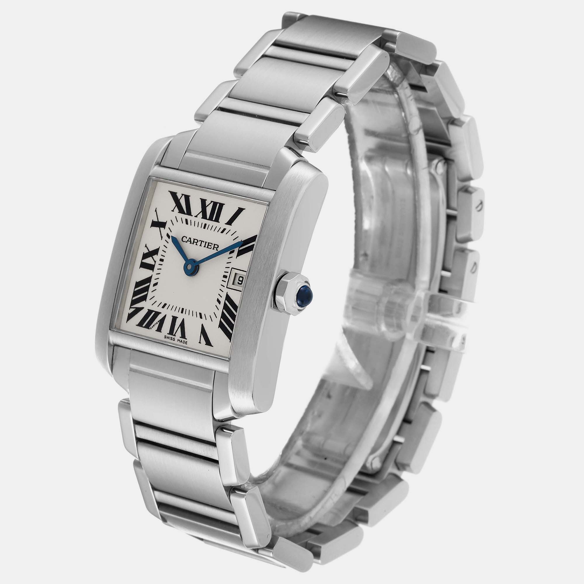 Cartier Tank Francaise Midsize Silver Dial Steel Ladies Watch W51011Q3 25.0 Mm X 30.0 Mm