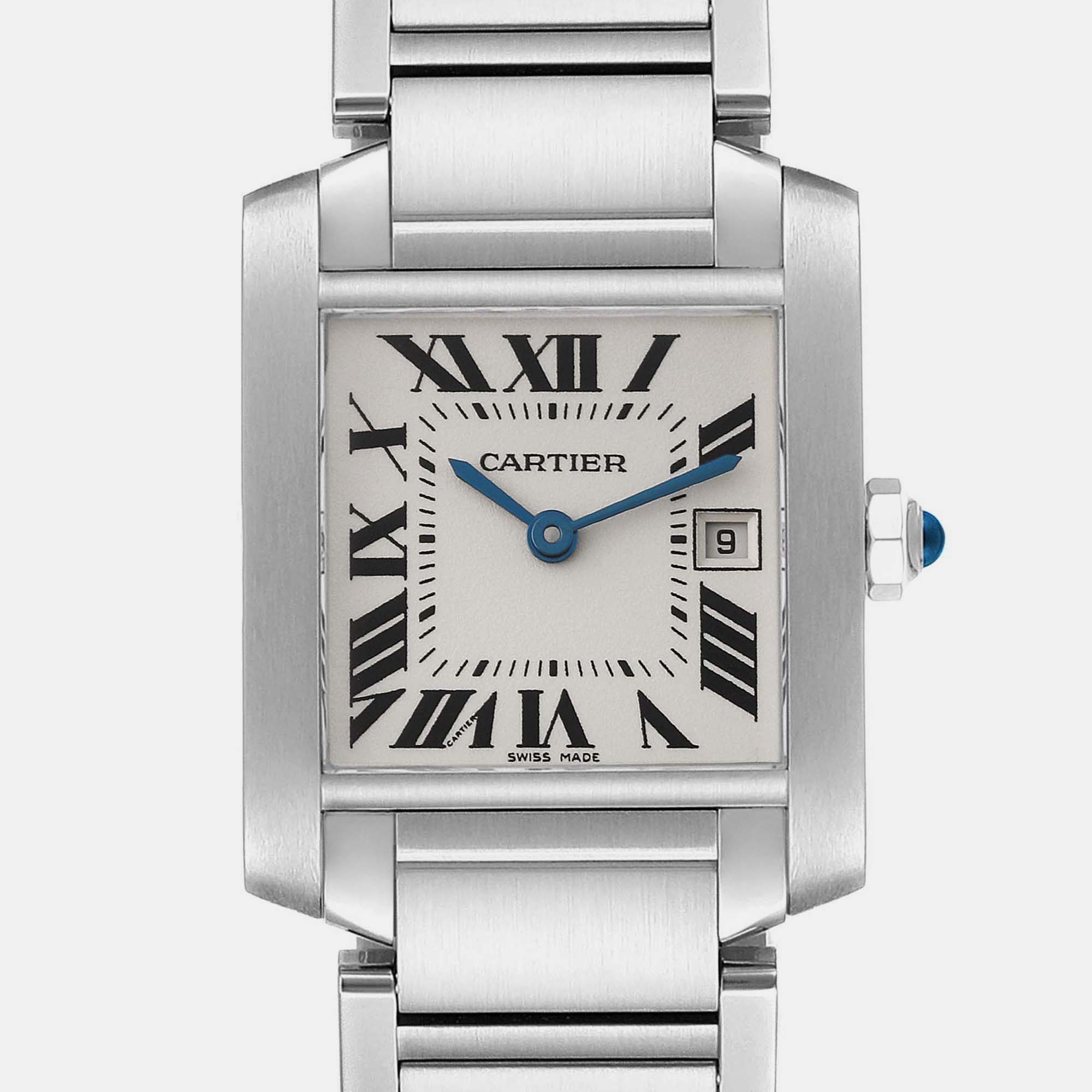 Cartier Tank Francaise Midsize Silver Dial Steel Ladies Watch W51011Q3 25.0 Mm X 30.0 Mm