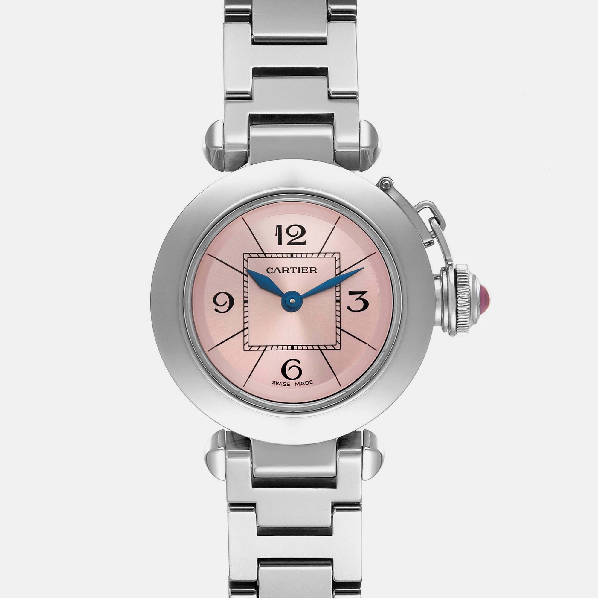Cartier Miss Pasha Steel Pink Dial Ladies Watch W3140008 27 Mm