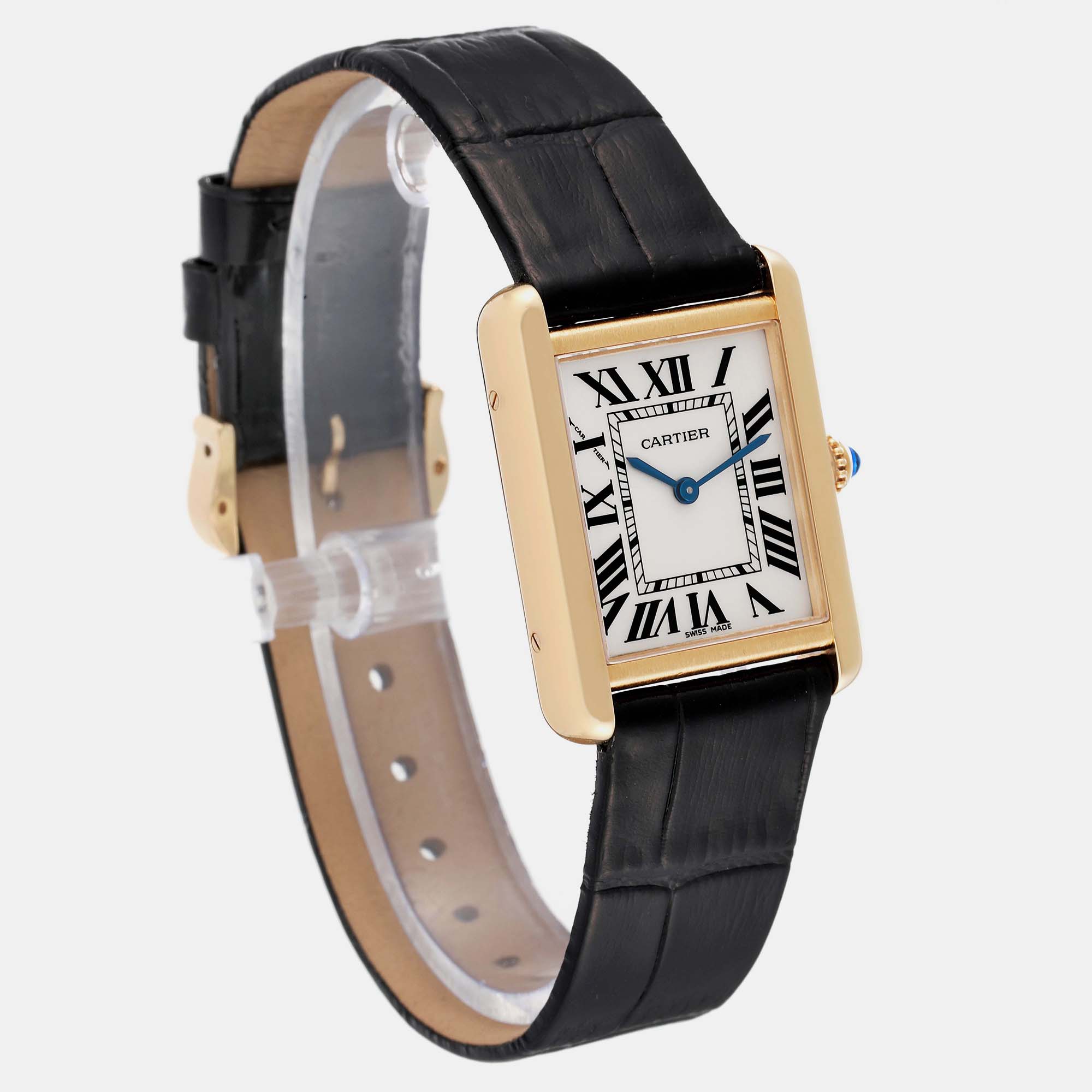 Cartier Tank Solo Small Yellow Gold Steel Silver Dial Ladies Watch W1018755 30 X 23 Mm