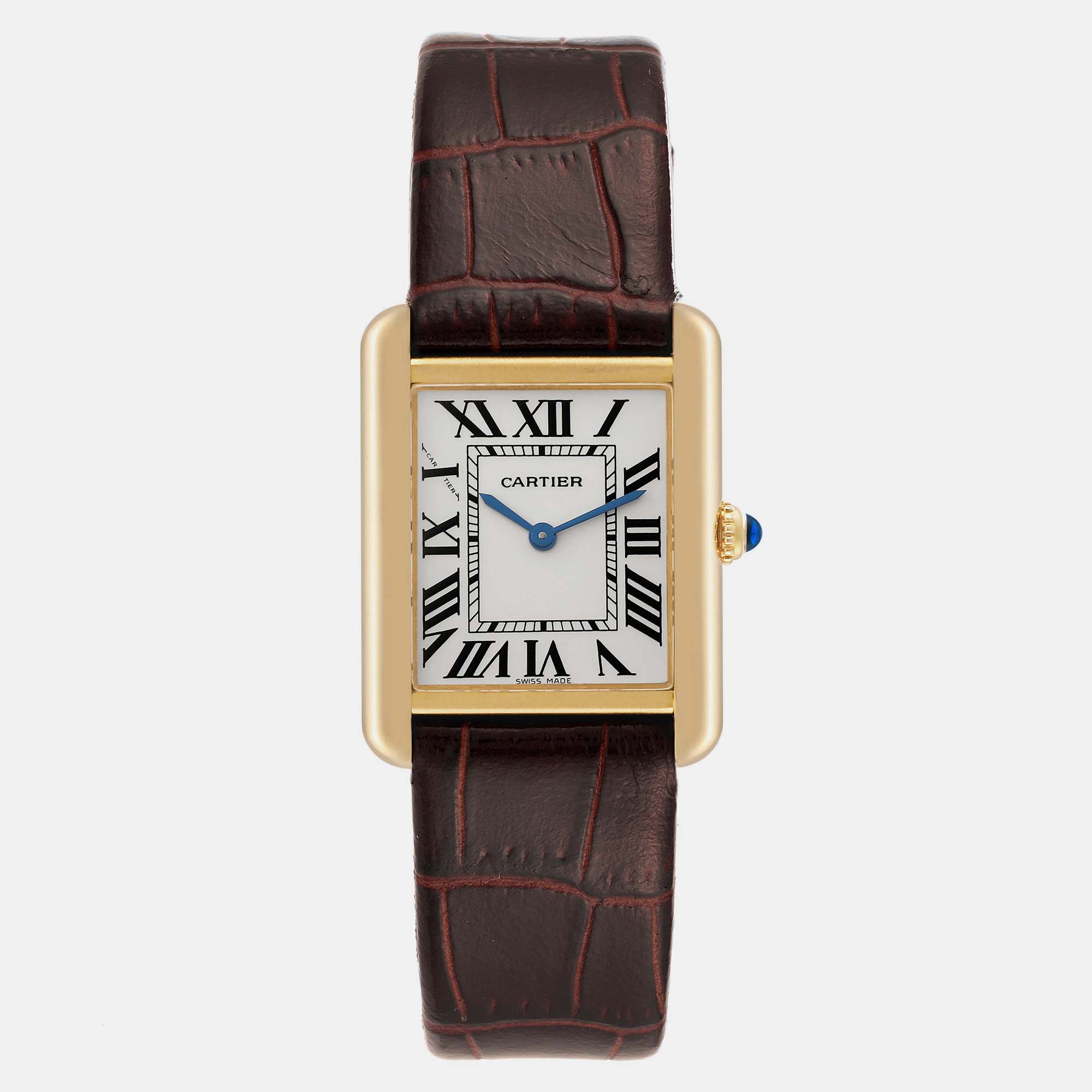 Cartier Tank Solo Yellow Gold Steel Silver Dial Ladies Watch W5200002 30.0 Mm X 24.4 Mm