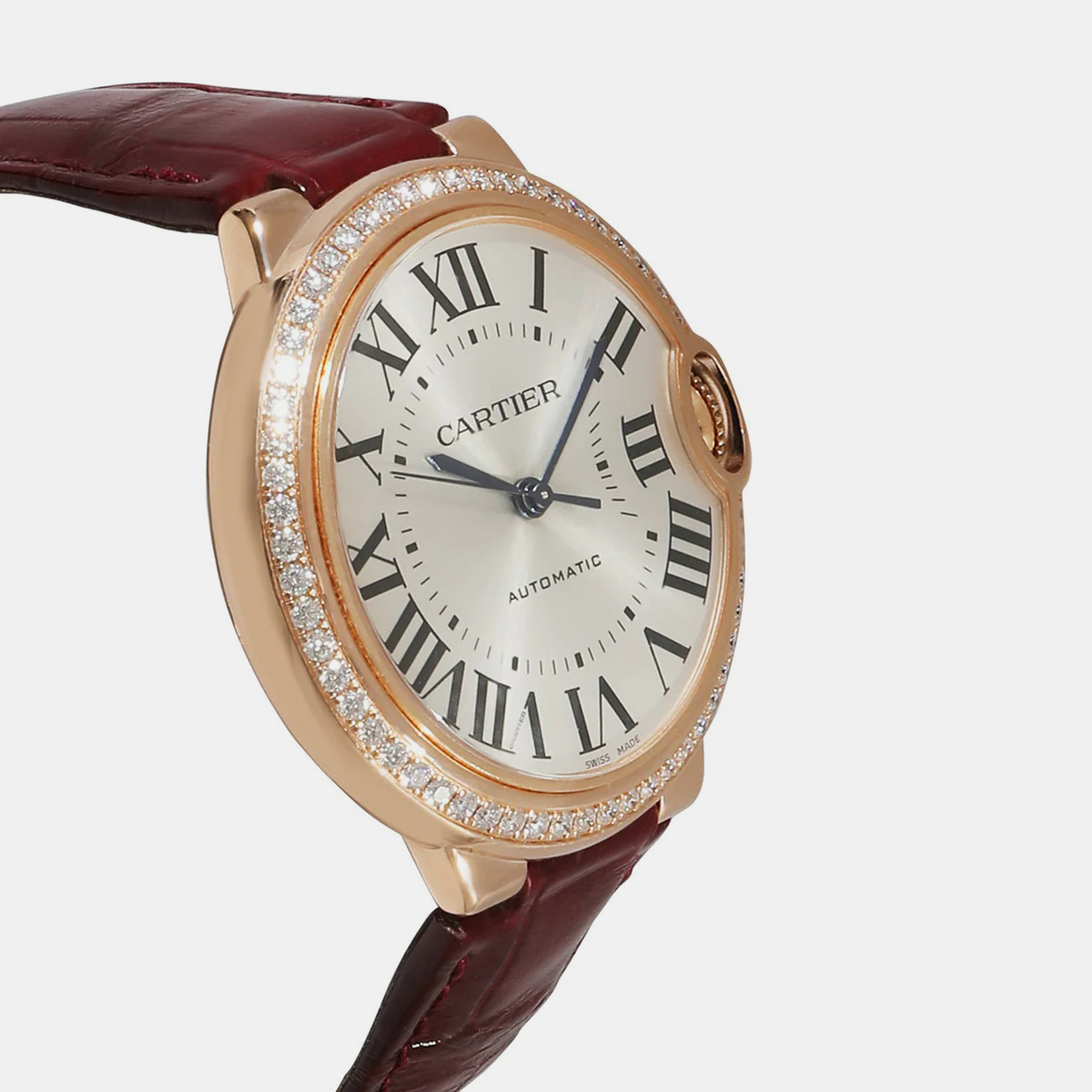 Cartier Silver 18k Rose Gold Ballon Bleu WJBB0034 Automatic Women's Wristwatch 36 Mm