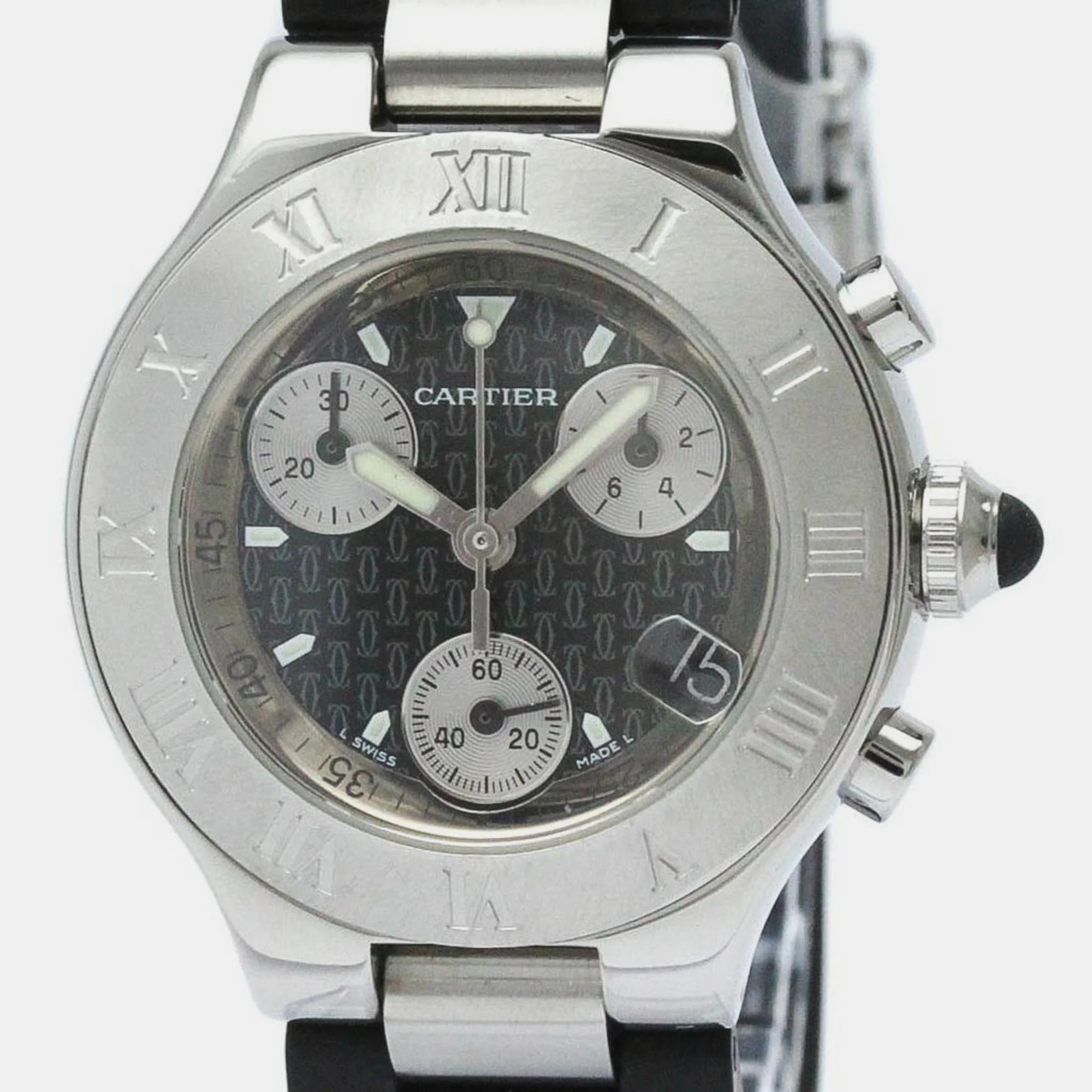 Cartier Black Stainless Steel Must 21 W10198U2 Quartz Women's Wristwatch 32 Mm