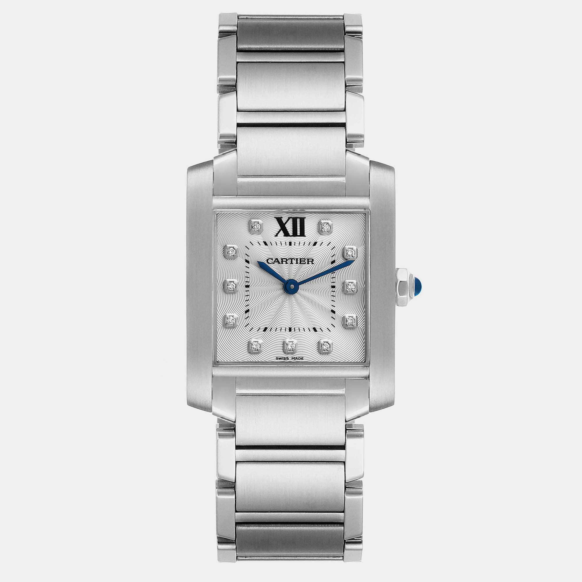 Cartier Tank Francaise Midsize Diamond Steel Ladies Watch WE110007 25.0 Mm X 30.0 Mm