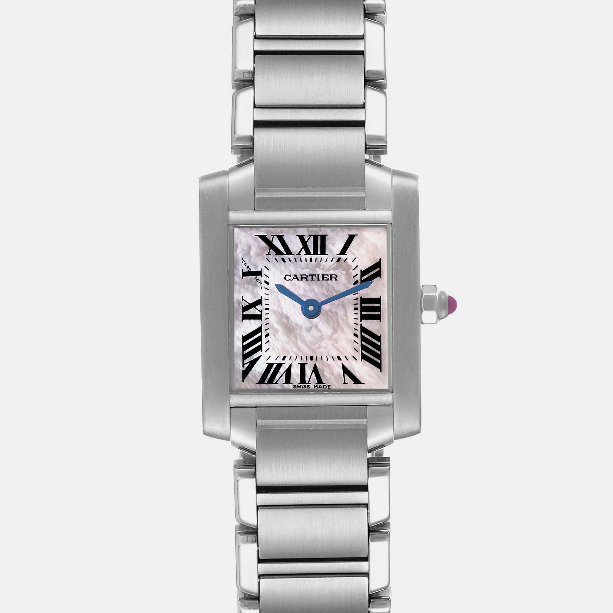 Cartier Tank Francaise Mother Of Pearl Steel Ladies Watch W51028Q3 20.0 Mm X 25.0 Mm