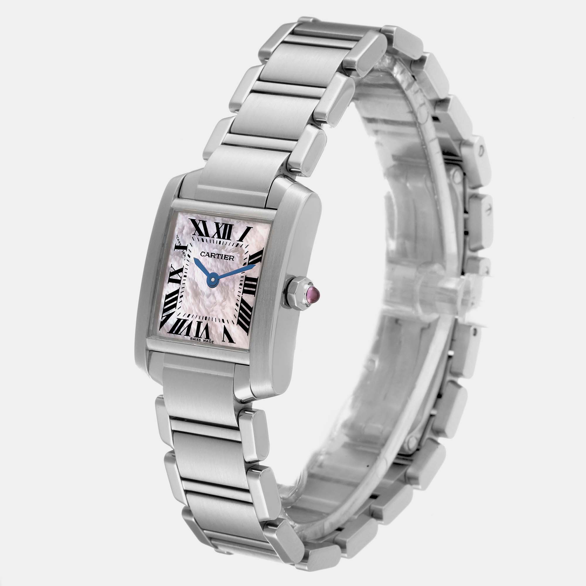 Cartier Tank Francaise Mother Of Pearl Steel Ladies Watch W51028Q3 20.0 Mm X 25.0 Mm