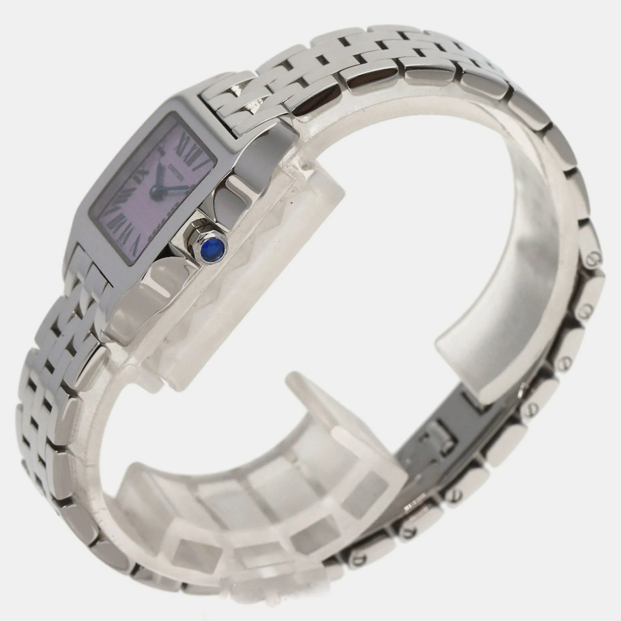 Cartier Purple Stainless Steel Santos Demoiselle W2510002 Quartz Women's Wristwatch 20 Mm