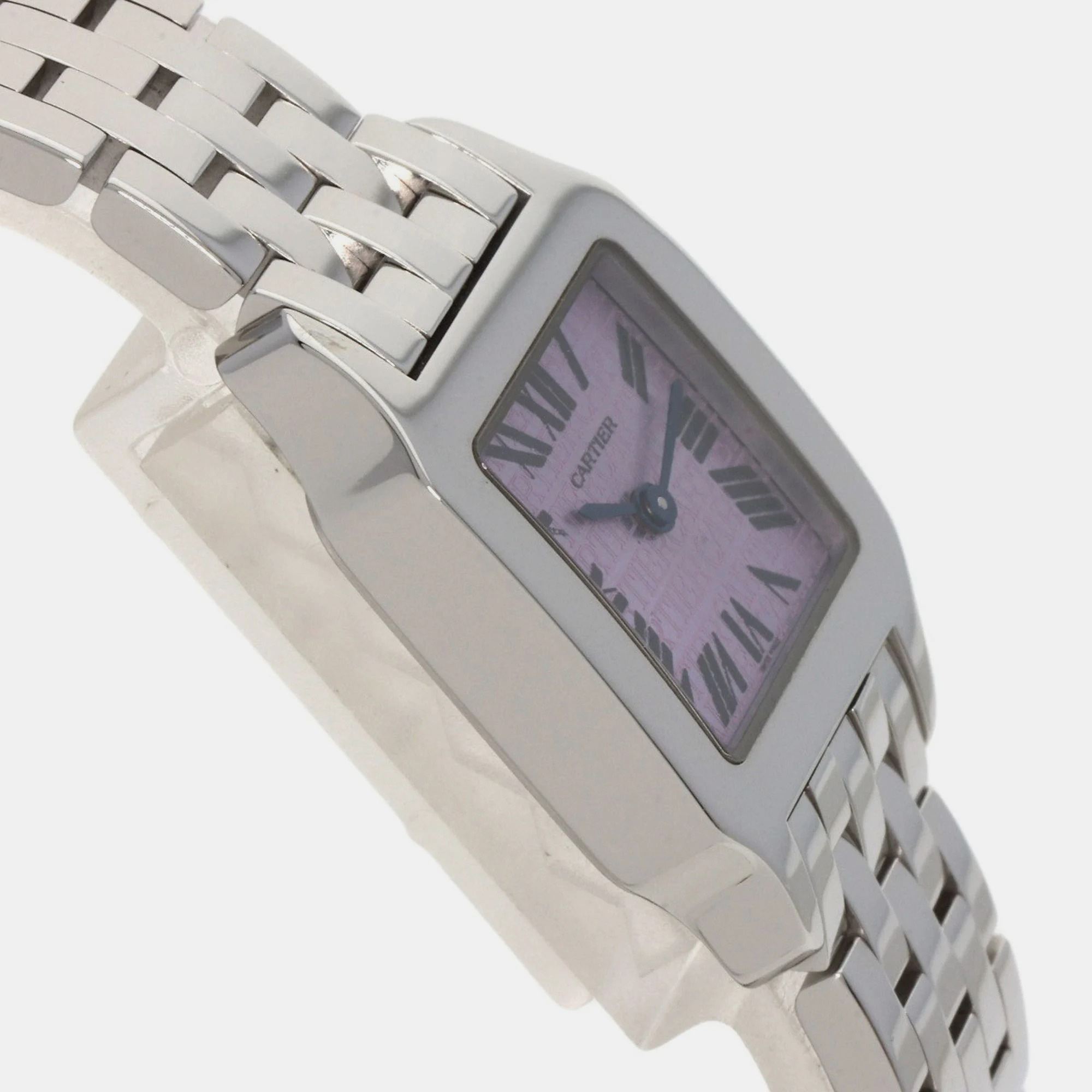 Cartier Purple Stainless Steel Santos Demoiselle W2510002 Quartz Women's Wristwatch 20 Mm