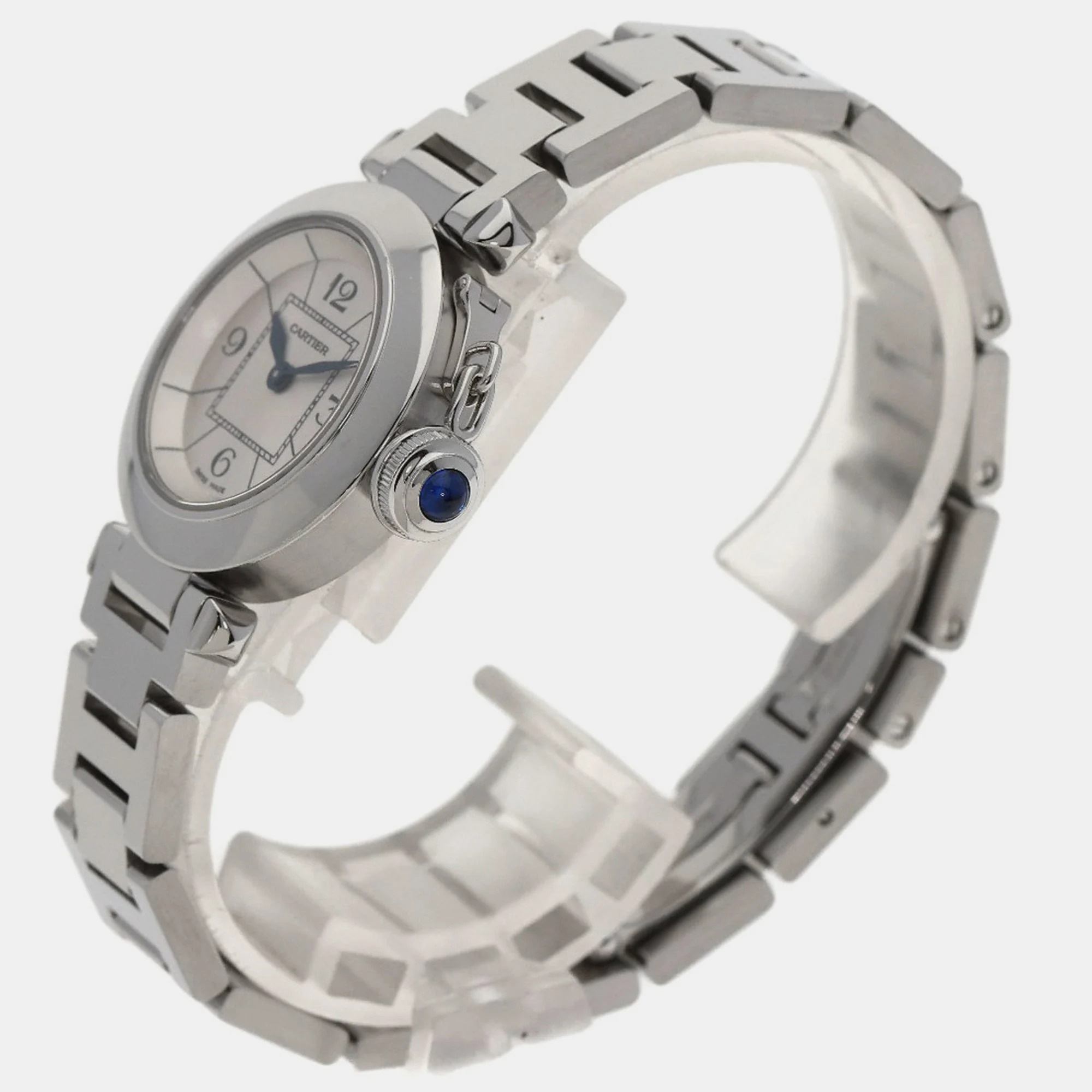 Cartier Silver Stainless Steel Miss Pasha W3140007 Quartz Women's Wristwatch 27 Mm