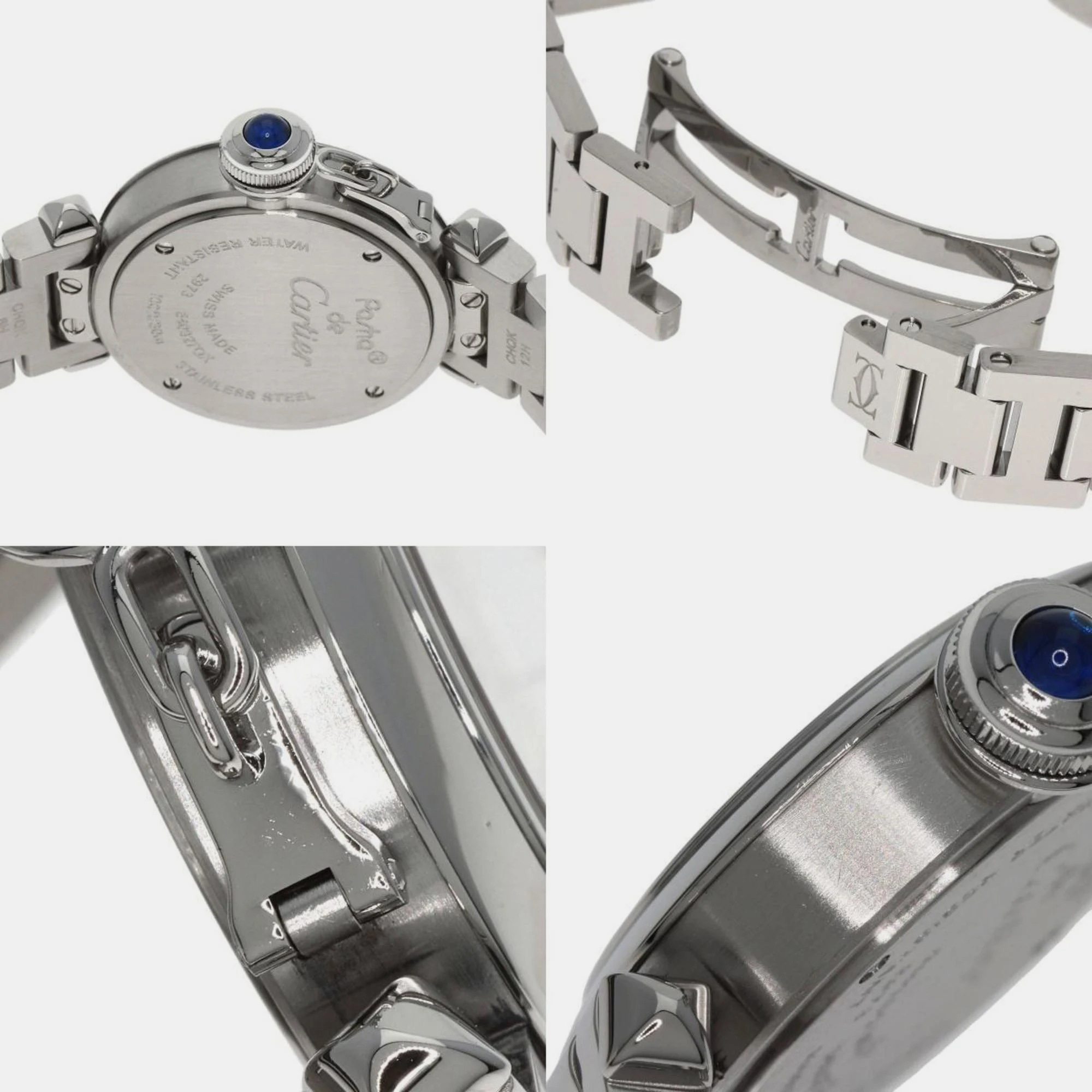 Cartier Silver Stainless Steel Miss Pasha W3140007 Quartz Women's Wristwatch 27 Mm