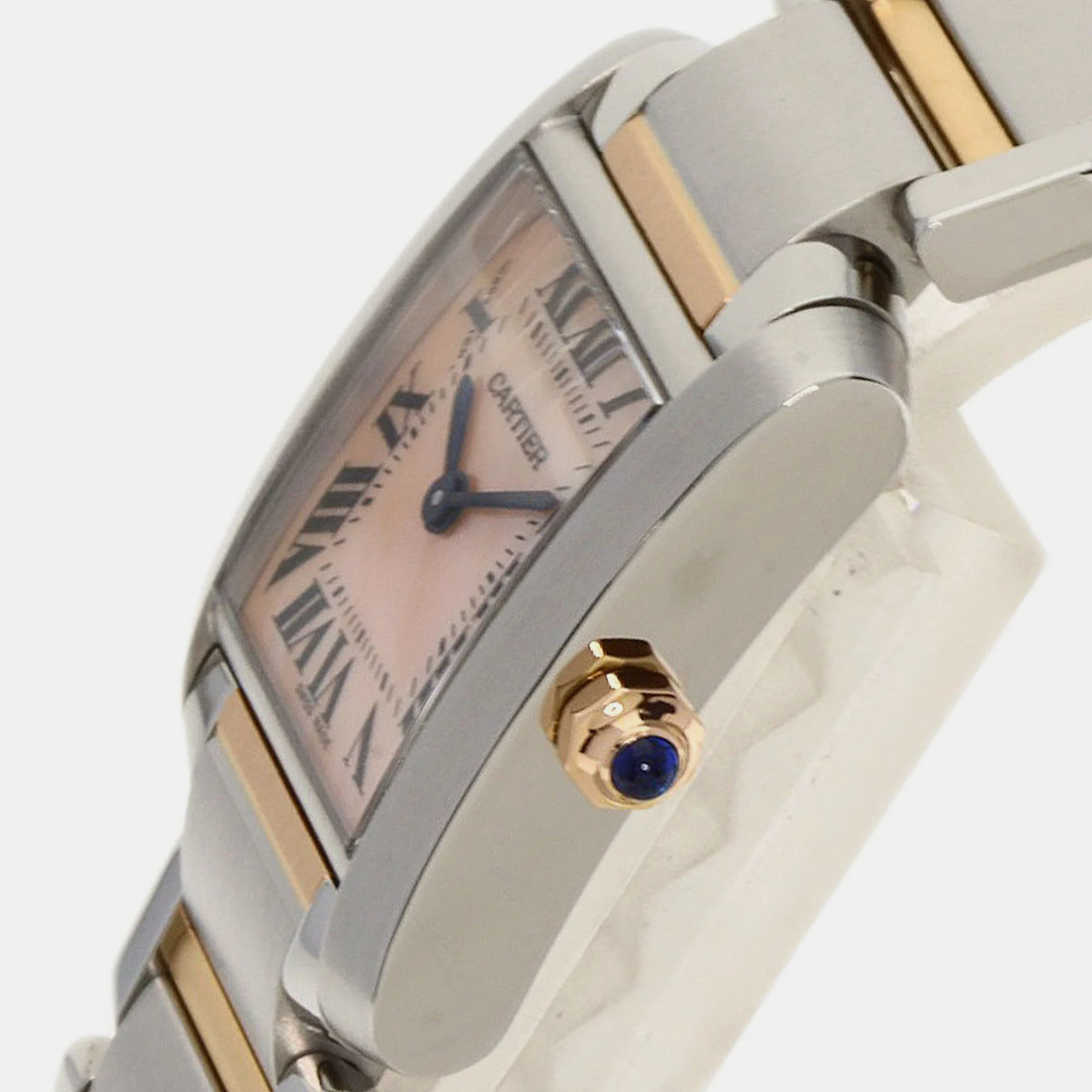 Cartier Pink 18k Rose Gold And Stainless Steel Tank Francaise W51027Q4 Quartz Women's Wristwatch 20 Mm