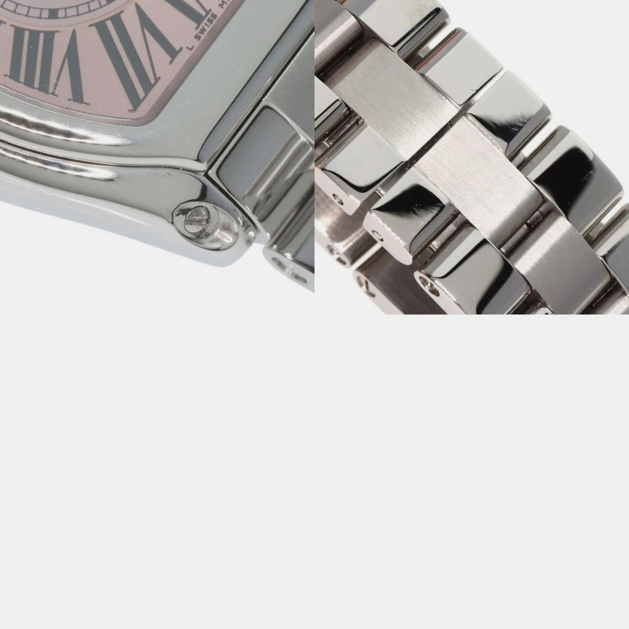 Cartier Pink Stainless Steel Roadster W62043V3 Quartz Women's Wristwatch 31 Mm