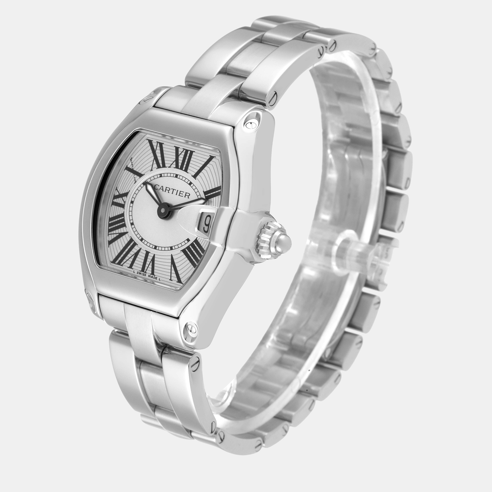Cartier Roadster Small Silver Dial Steel Ladies Watch W62016V3 36 X 30 Mm