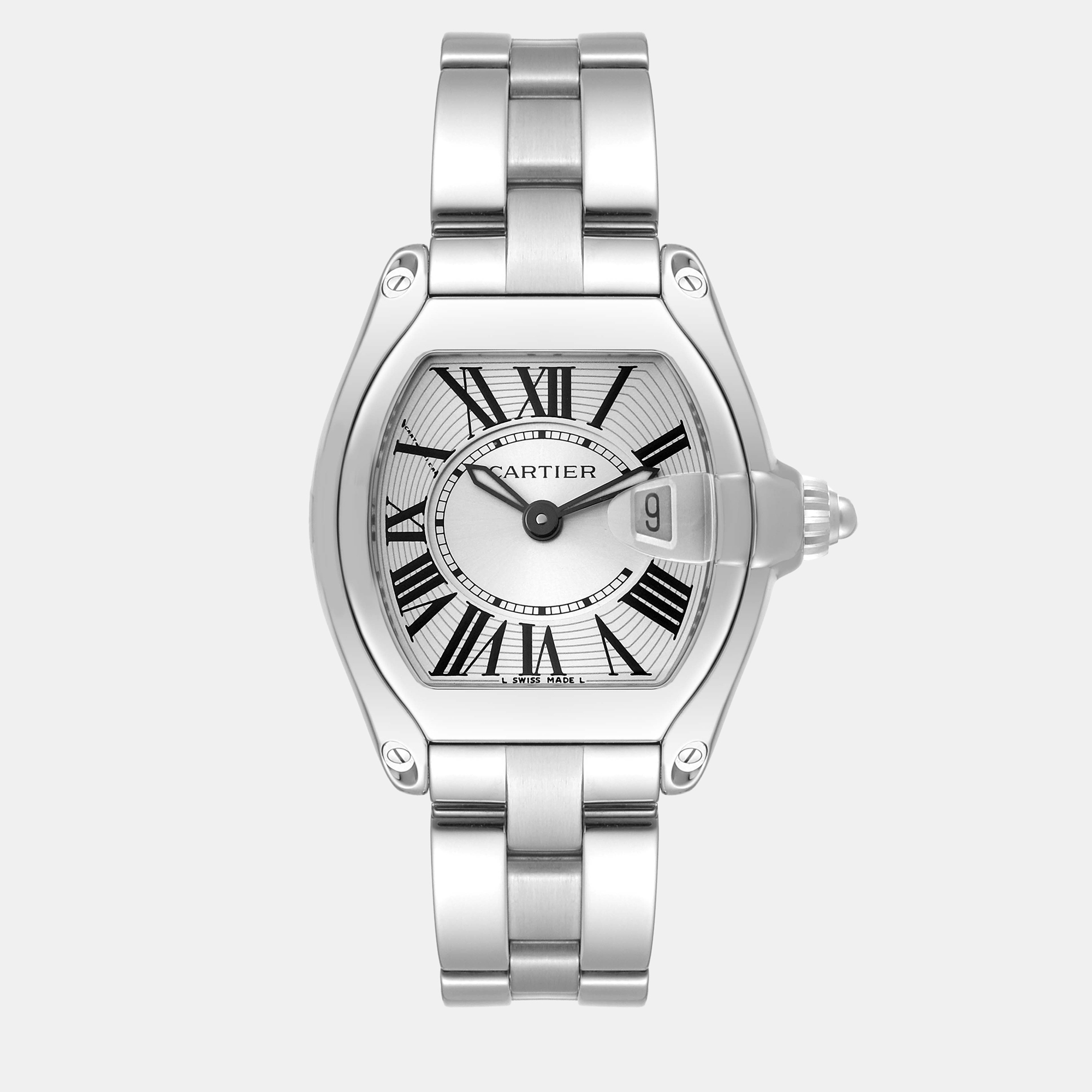 Cartier Roadster Small Silver Dial Steel Ladies Watch W62016V3 36 X 30 Mm