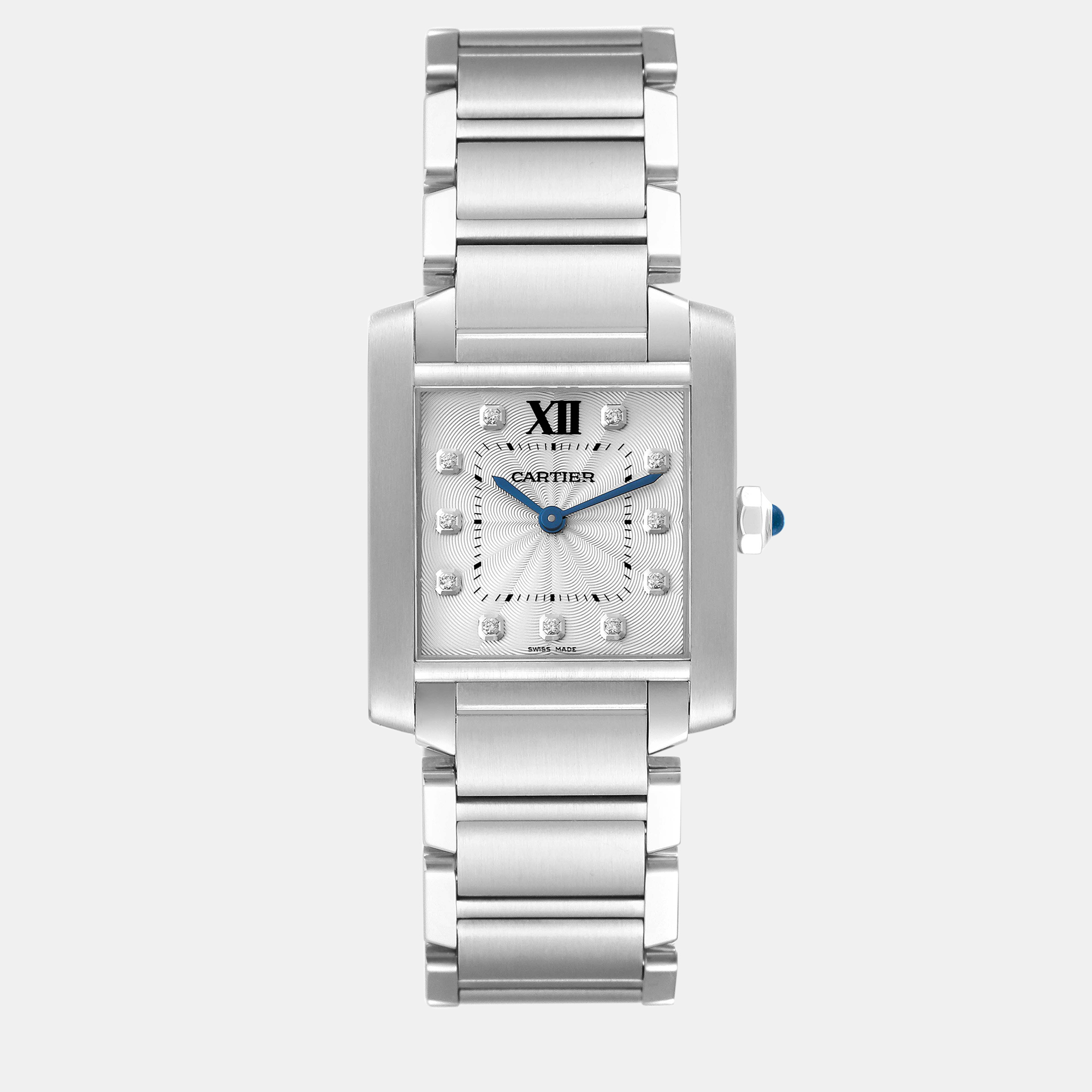 Cartier Tank Francaise Midsize Diamond Steel Ladies Watch WE110007 25 X 30 Mm