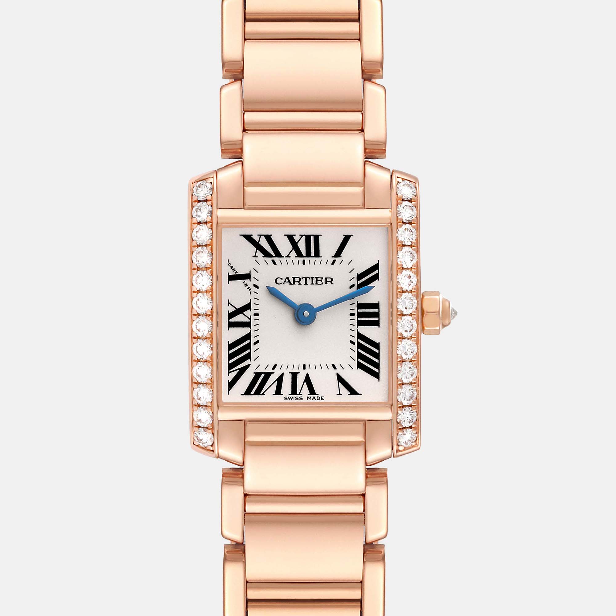 Cartier Tank Francaise Small Rose Gold Diamond Ladies Watch WE10456H 25 X 20 Mm