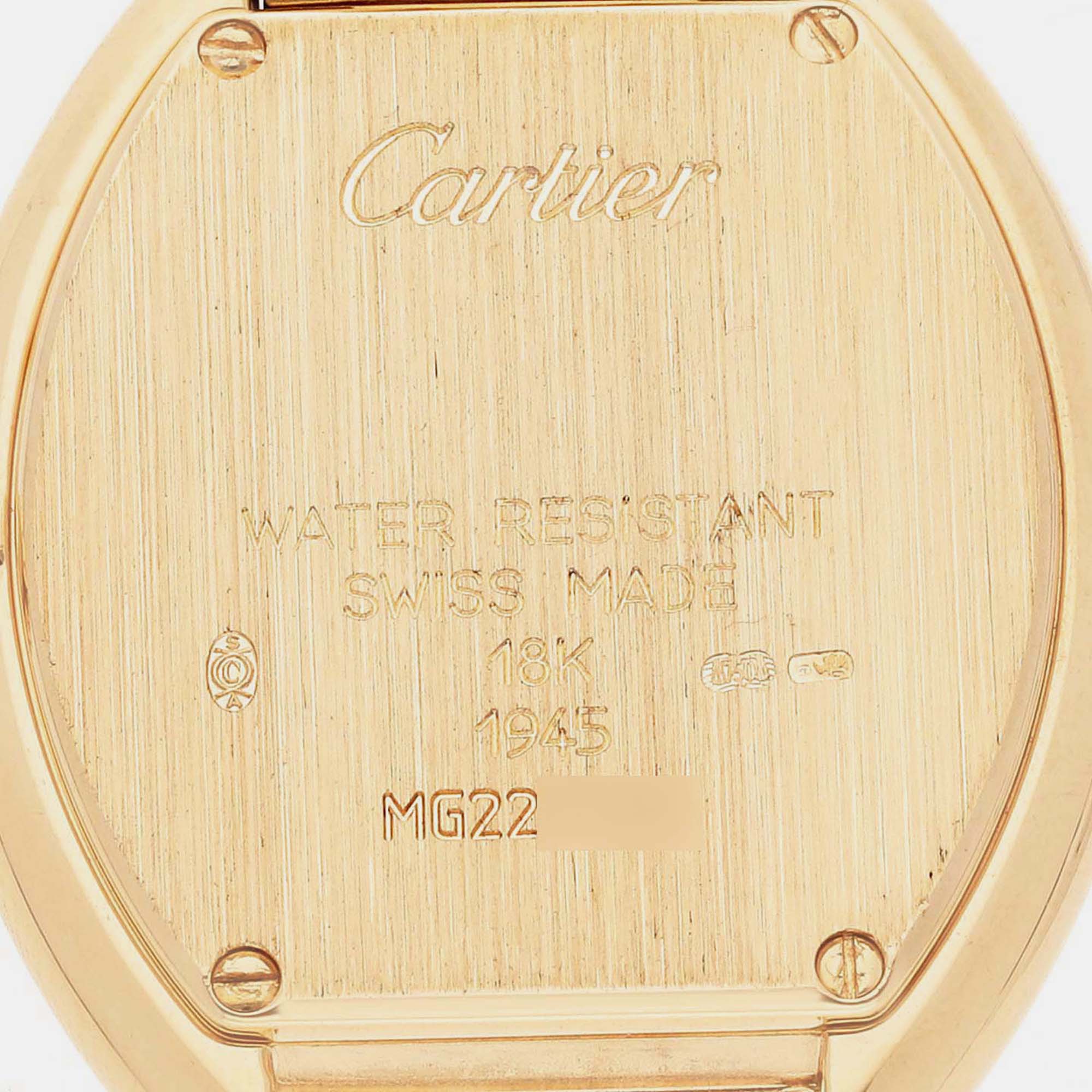 Cartier Tonneau Yellow Gold Silver Dial Vintage Quartz Ladies Watch W15174P4 24 Mm